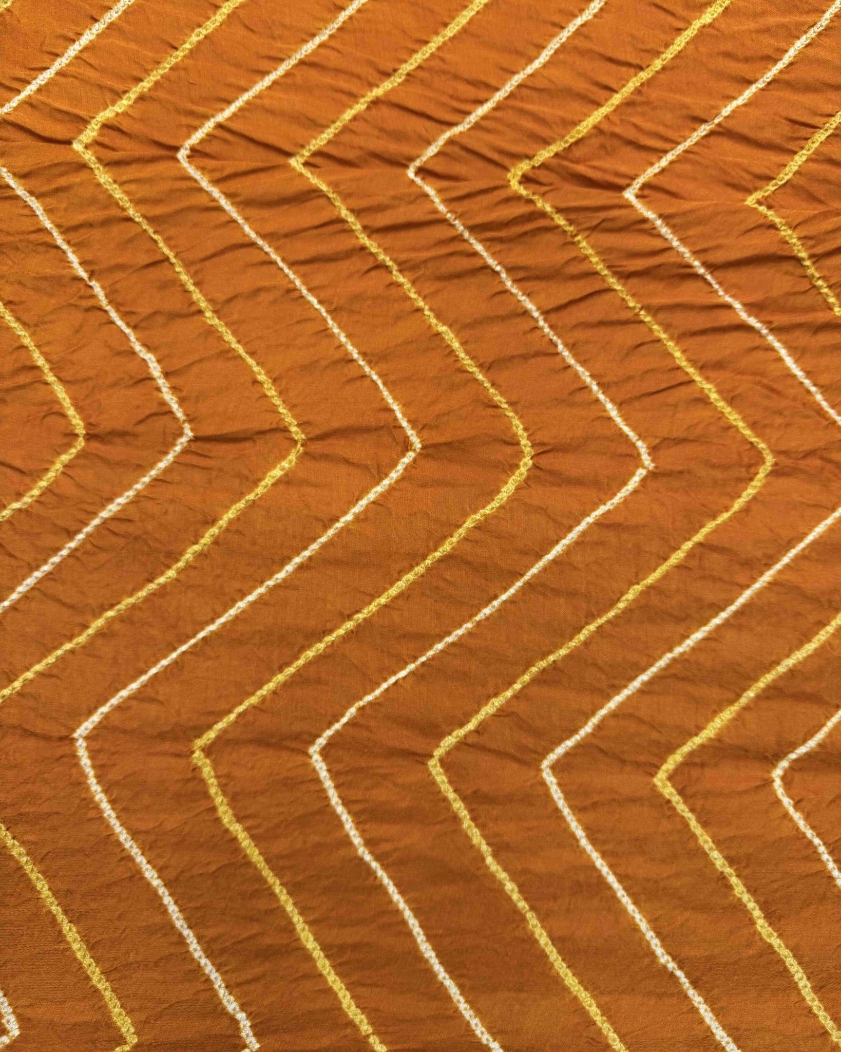 Orange Yellow Gajji Silk Bandhani Saree - SindhoiPatolaArt