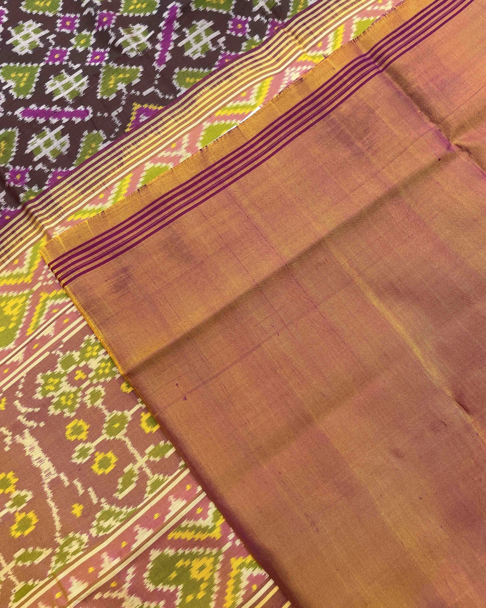 Peach & Berry Manekchowk Designer Patola Saree - SindhoiPatolaArt