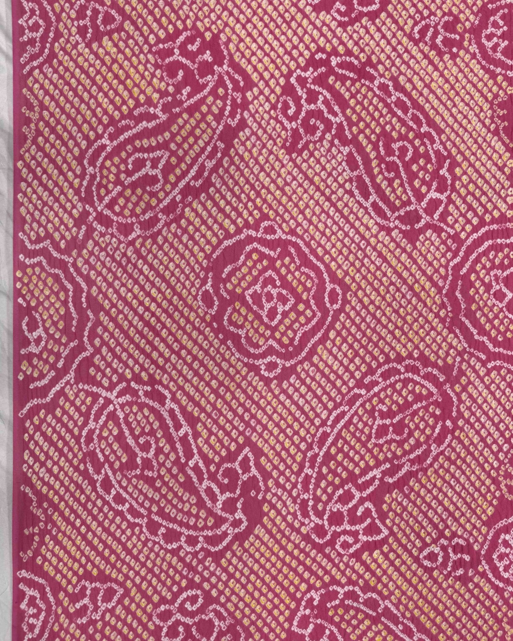 Peach Pink Georgette Bandhani Dupatta - SindhoiPatolaArt