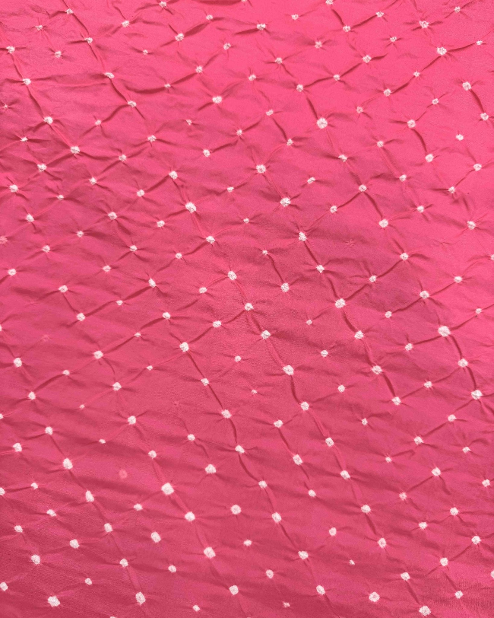 Peach Pink Habotai Bandhani Saree - SindhoiPatolaArt