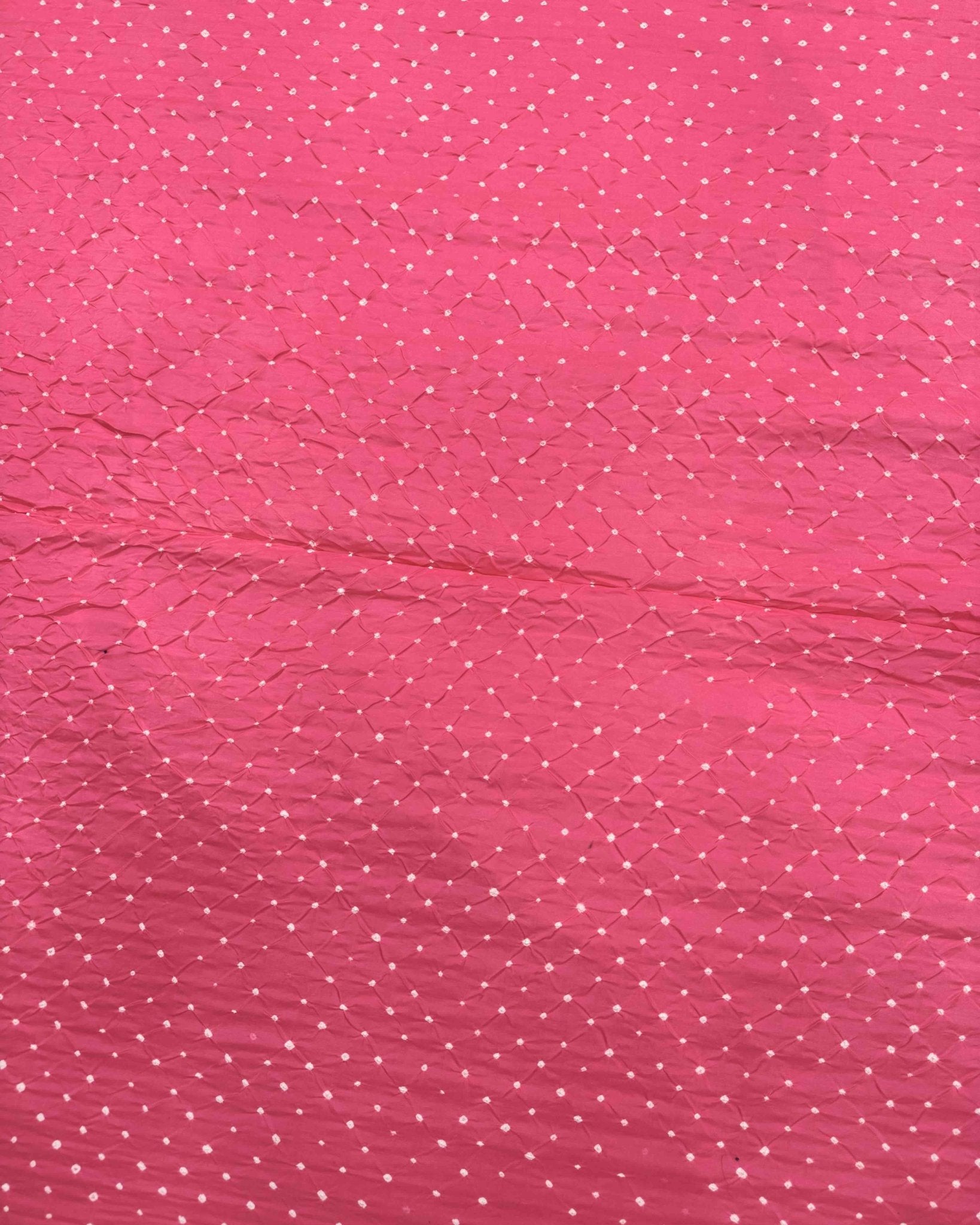 Peach Pink Habotai Bandhani Saree - SindhoiPatolaArt