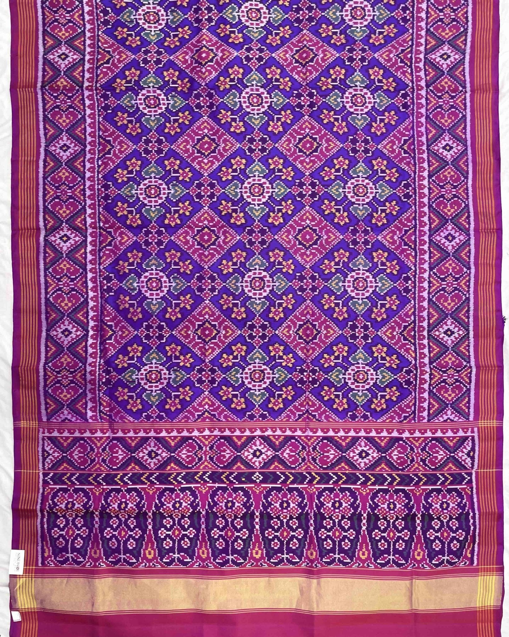 Pink & Blue Navratan Patola Saree - SindhoiPatolaArt