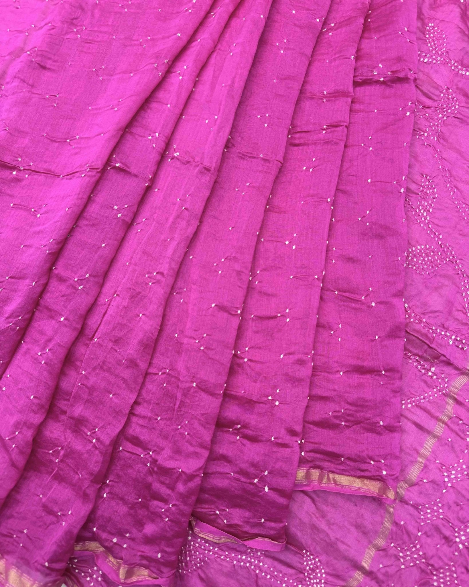 Pink Chanderi Bandhani Saree - SindhoiPatolaArt