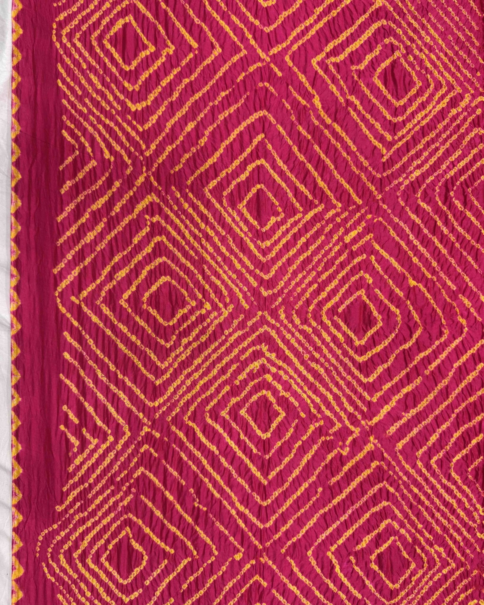 Pink Chiniya Bandhani Saree - SindhoiPatolaArt