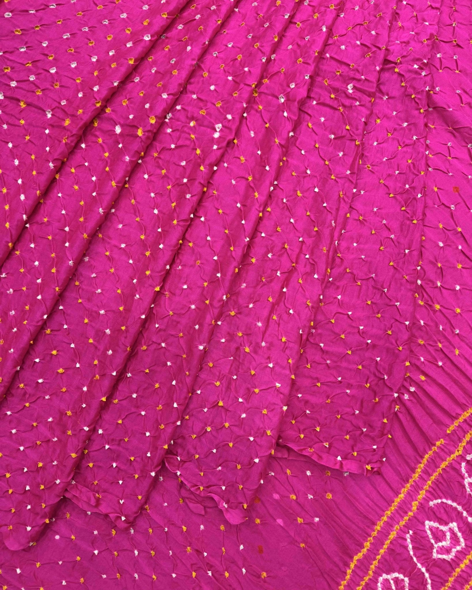 Pink Gajji Silk Bandhani Saree - SindhoiPatolaArt