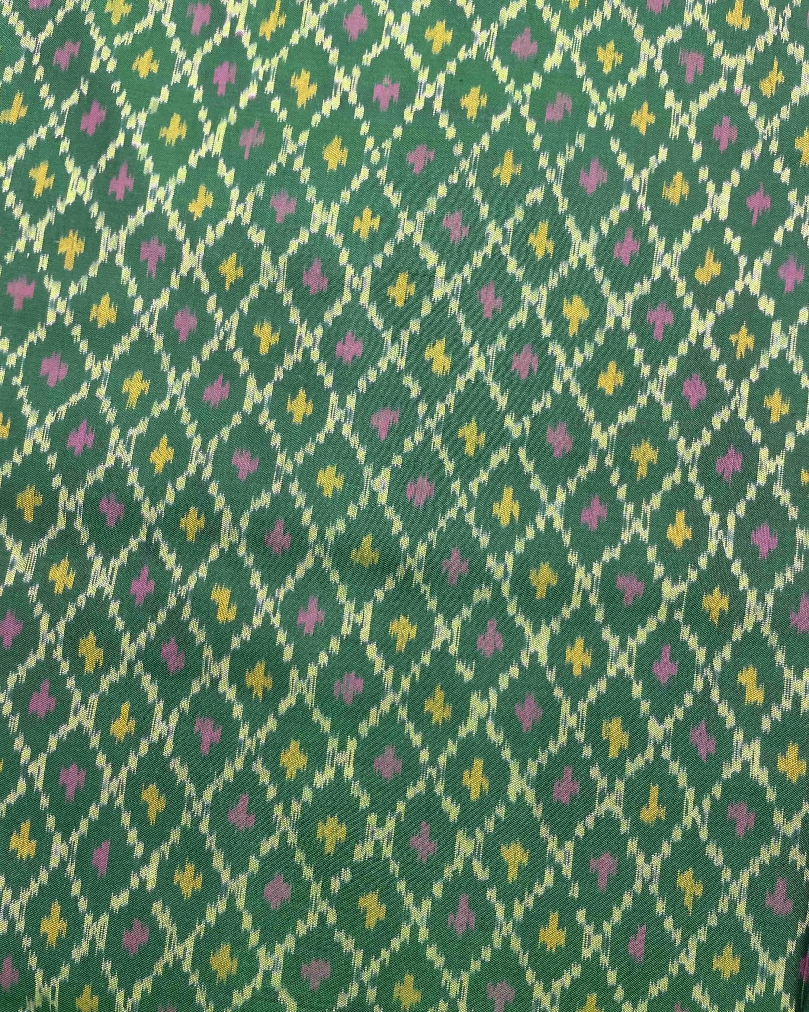 Pink & Green Booty Design Patola Saree - SindhoiPatolaArt