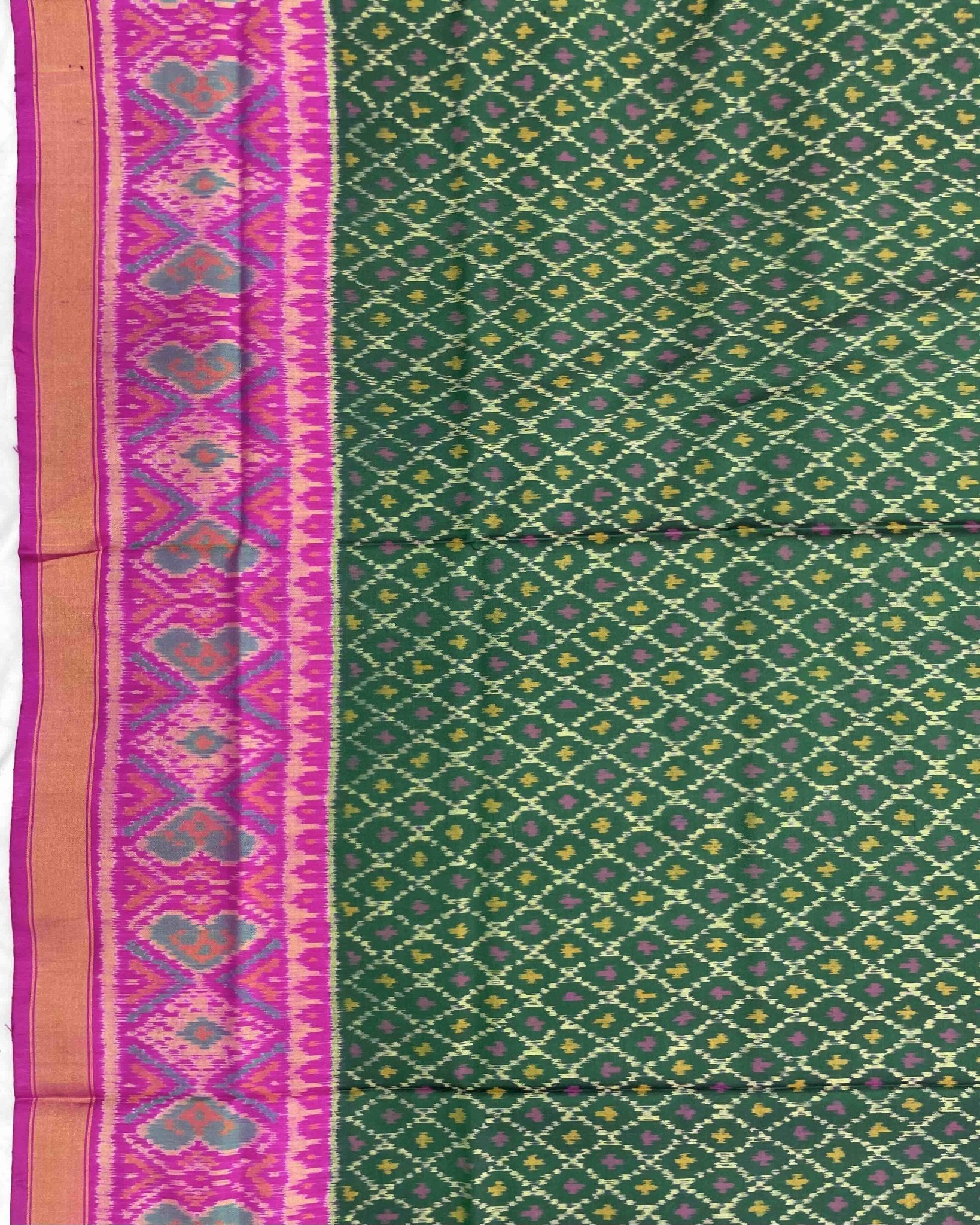 Pink & Green Booty Design Patola Saree - SindhoiPatolaArt