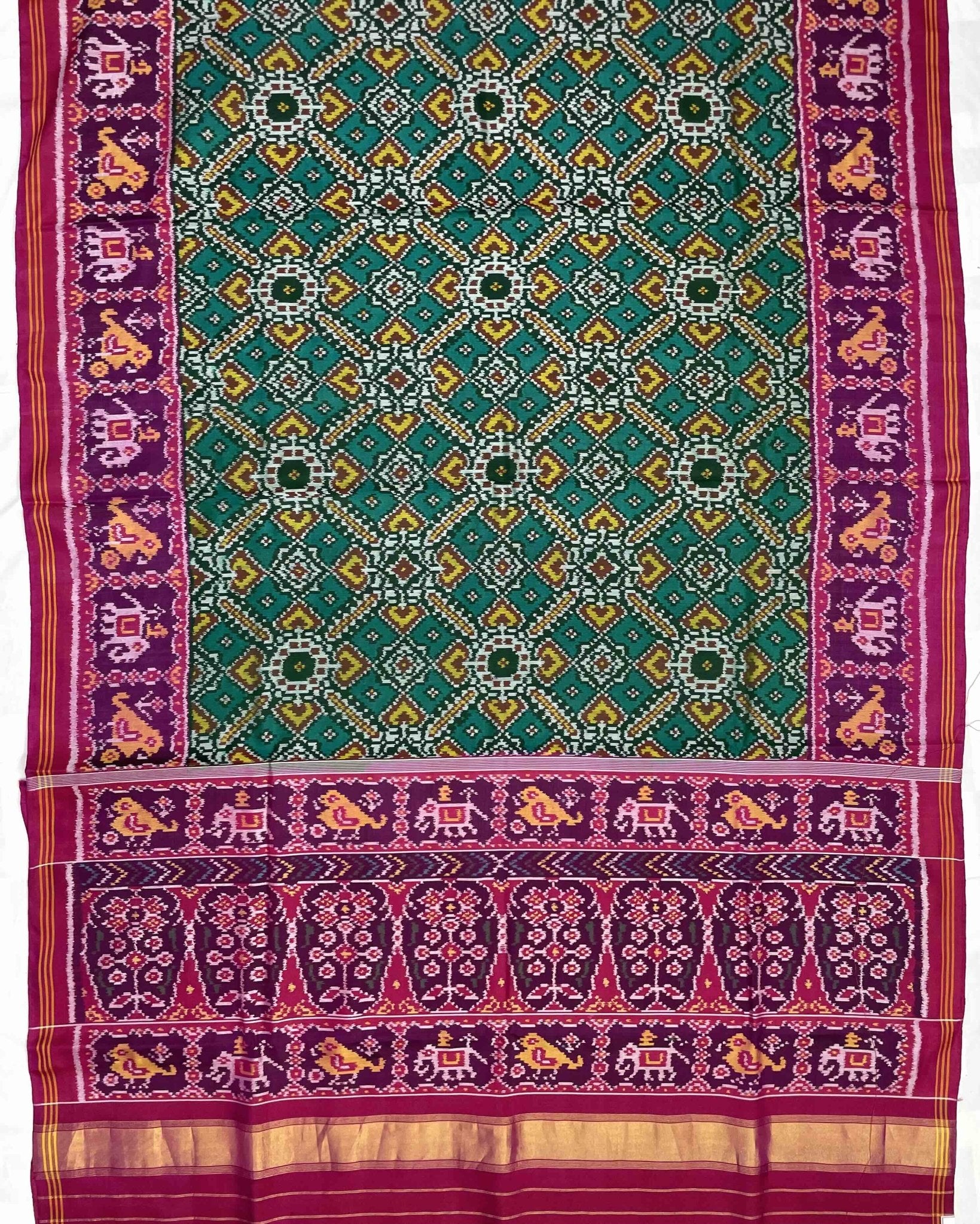 Pink & Green Manekchowk Patola Saree - SindhoiPatolaArt
