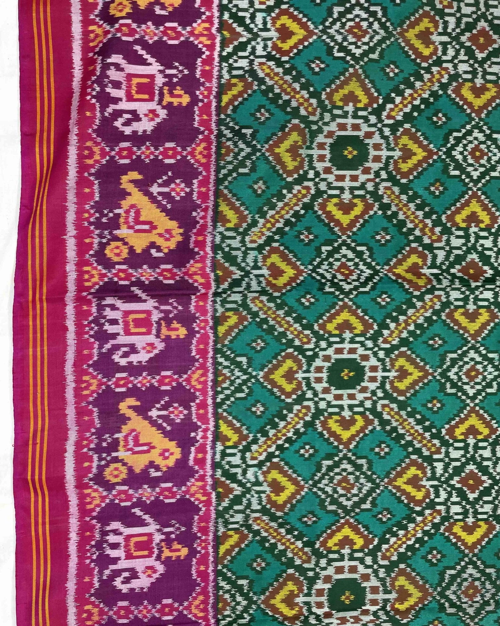 Pink & Green Manekchowk Patola Saree - SindhoiPatolaArt