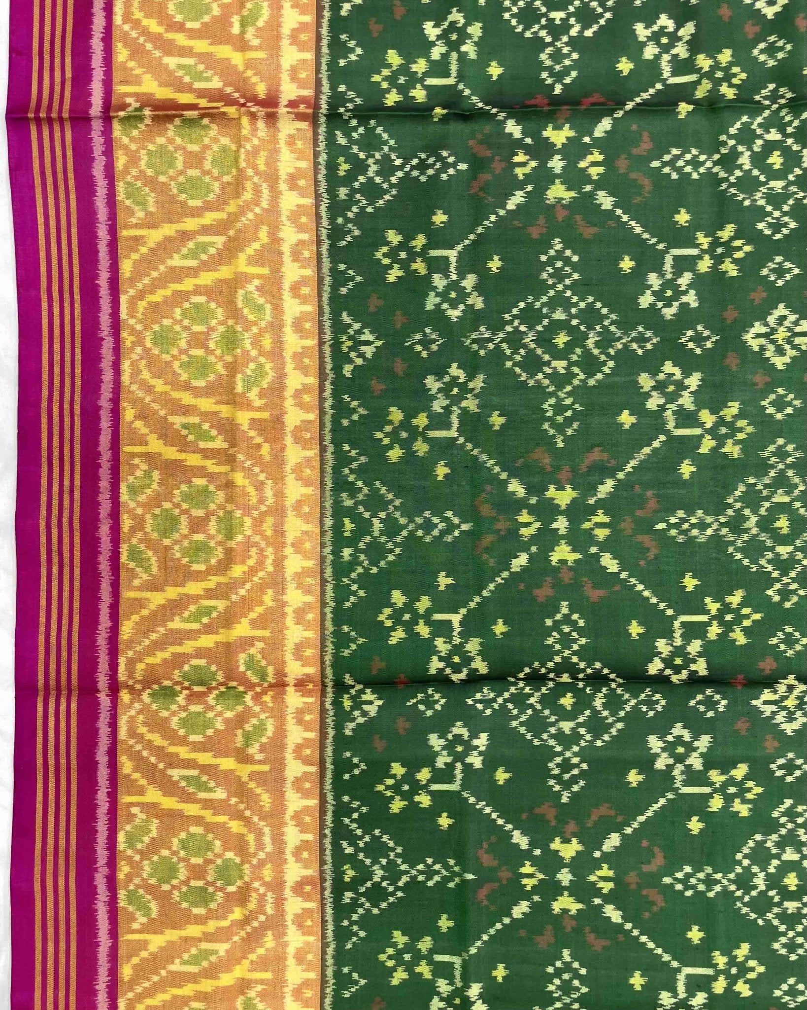 Pink & Green Navratan Patola Saree - SindhoiPatolaArt