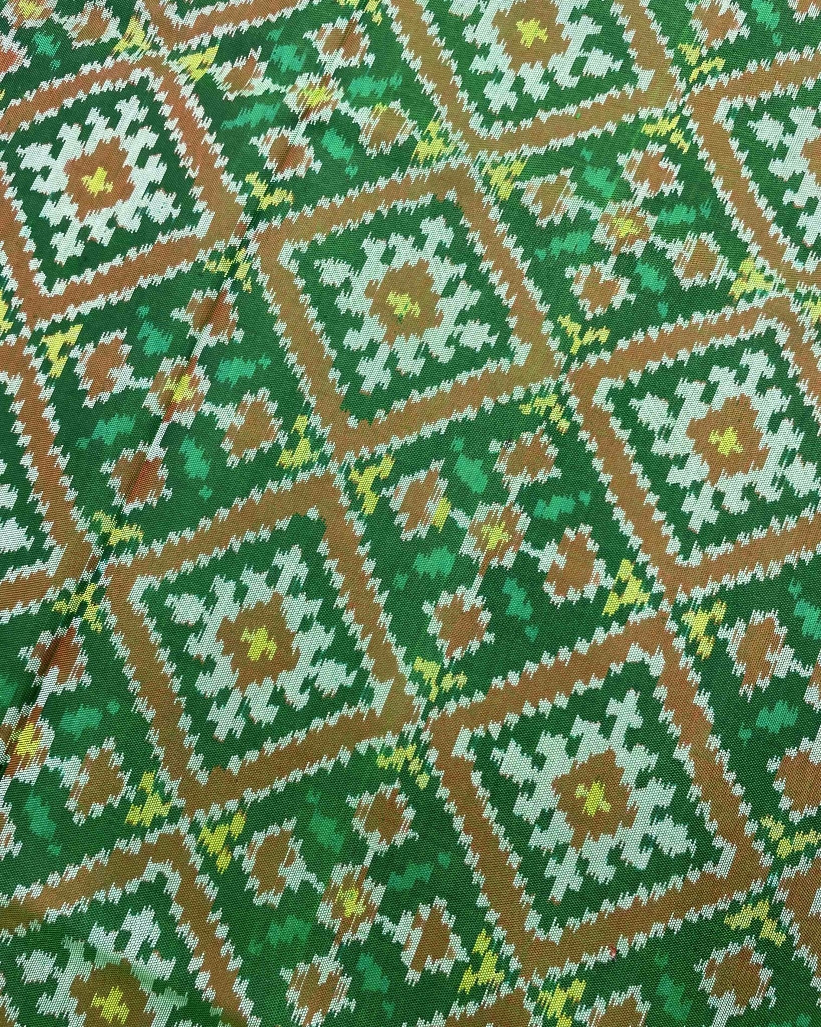 Pink & Green Panchanda Patola Saree - SindhoiPatolaArt
