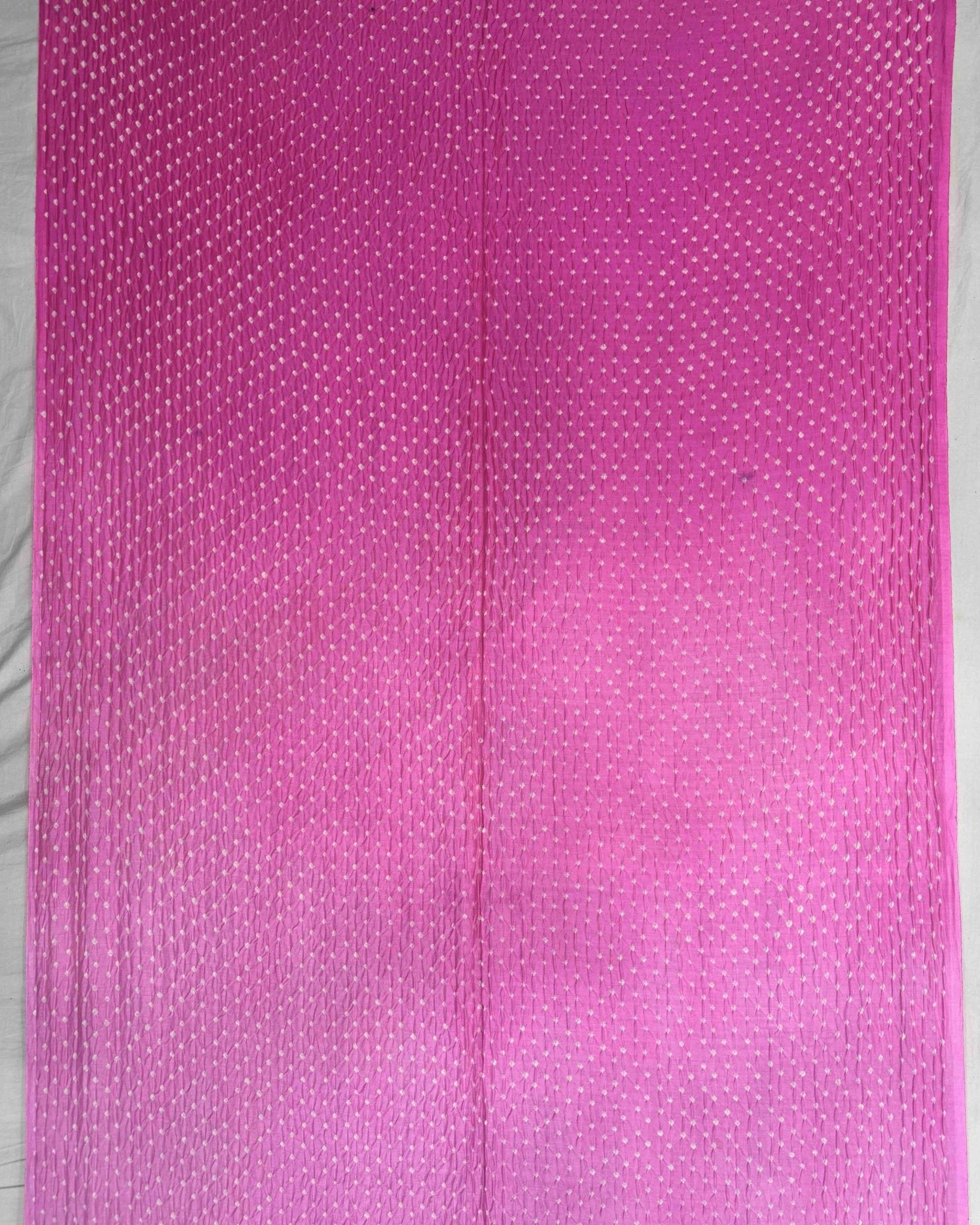 Pink & Grey Shaded Munga Silk Bandhani Saree - SindhoiPatolaArt