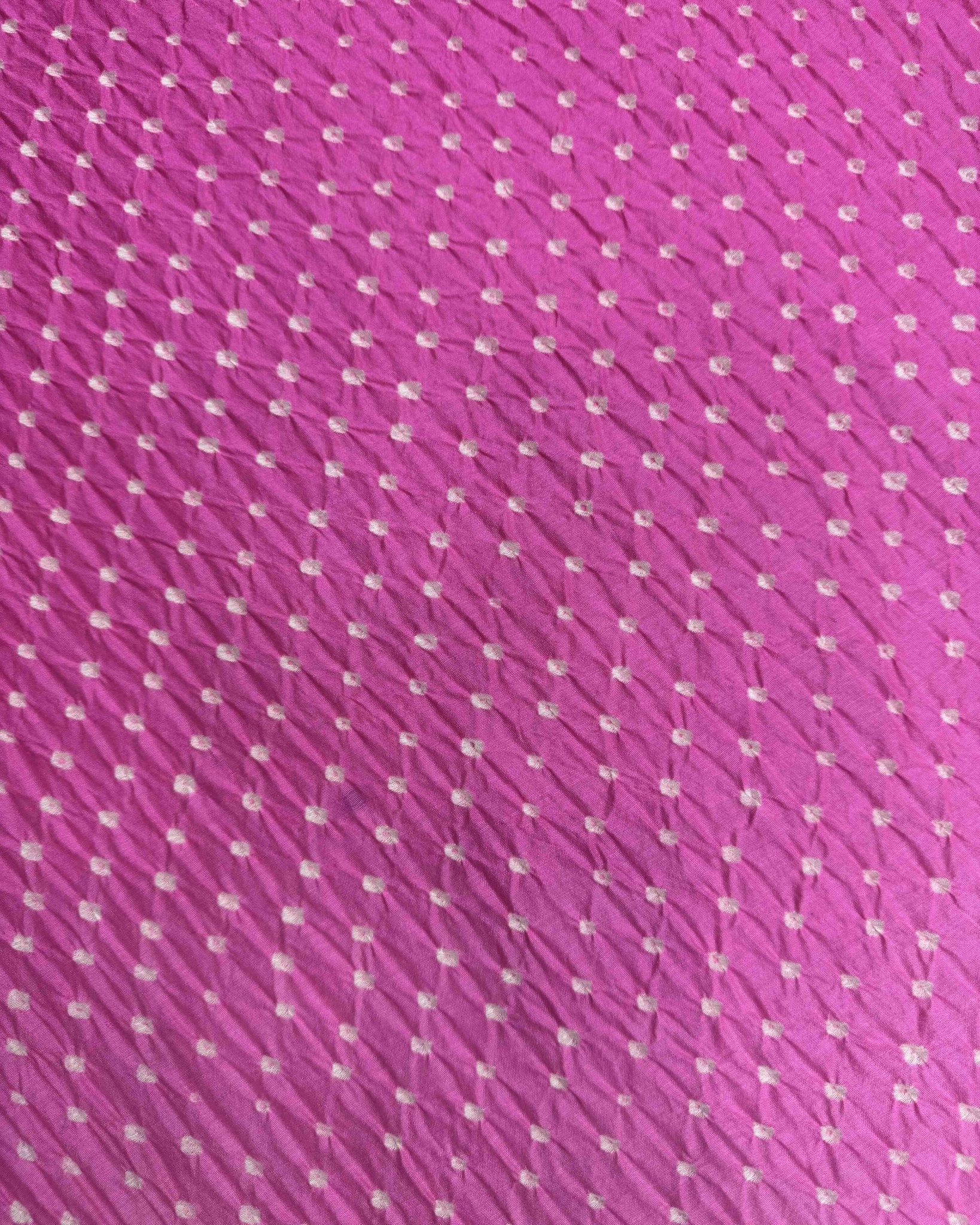 Pink & Grey Shaded Munga Silk Bandhani Saree - SindhoiPatolaArt