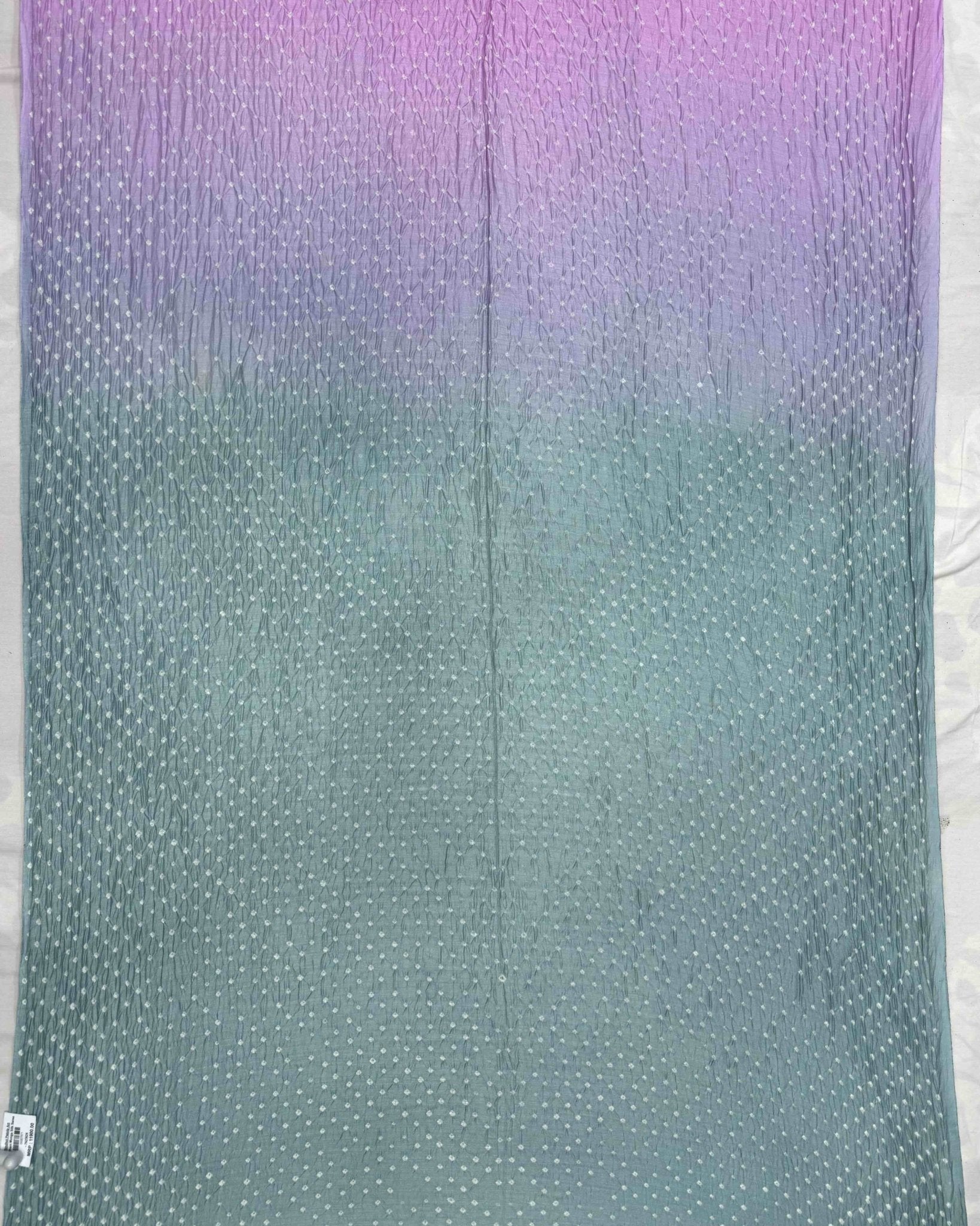 Pink & Grey Shaded Munga Silk Bandhani Saree - SindhoiPatolaArt