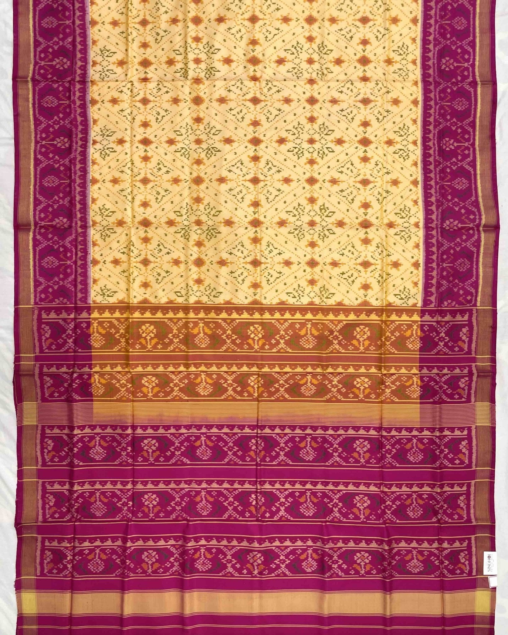 Pink & Light Yellow New Navratan Design Patola Saree - SindhoiPatolaArt