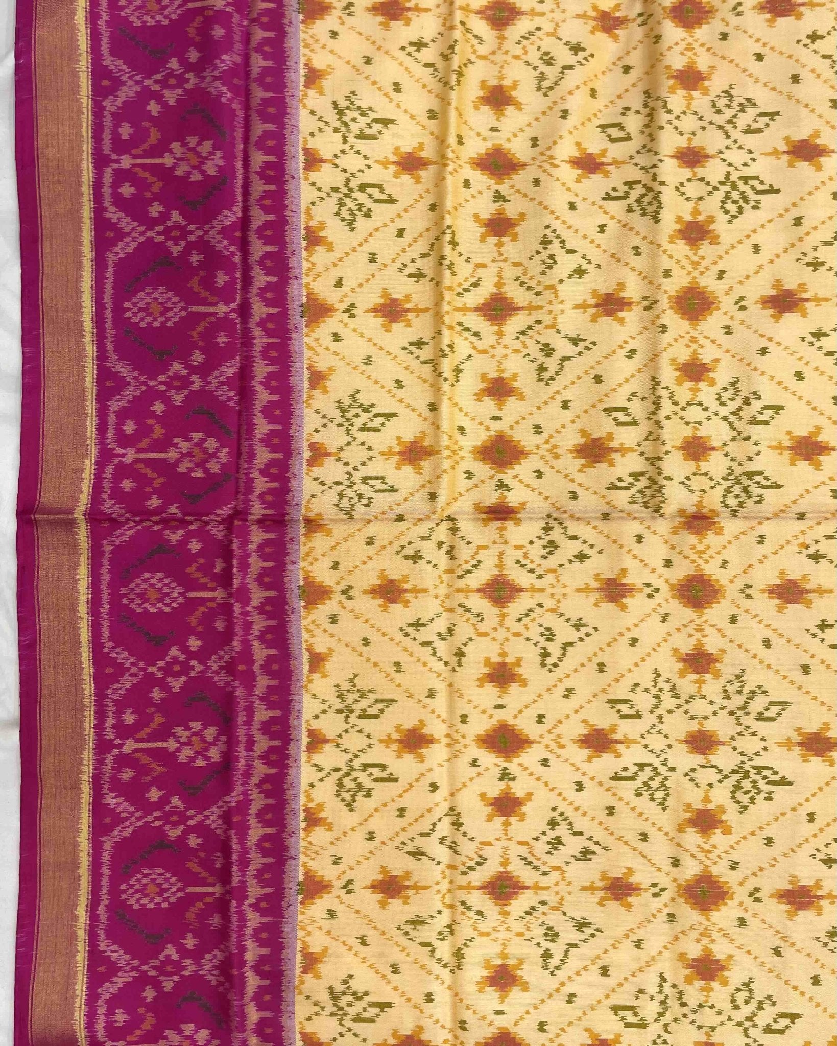 Pink & Light Yellow New Navratan Design Patola Saree - SindhoiPatolaArt
