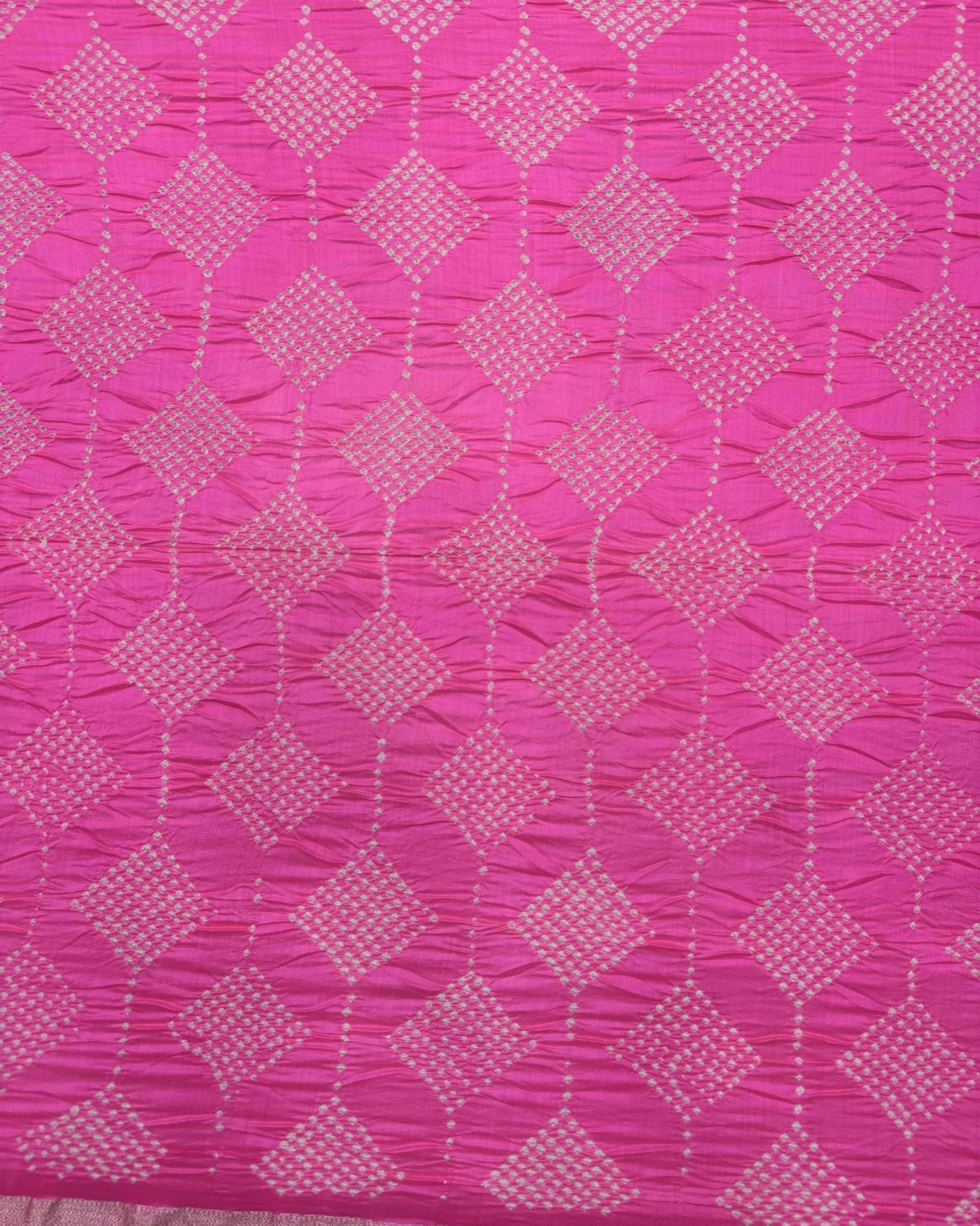 Pink Maheshwari Bandhani Saree - SindhoiPatolaArt