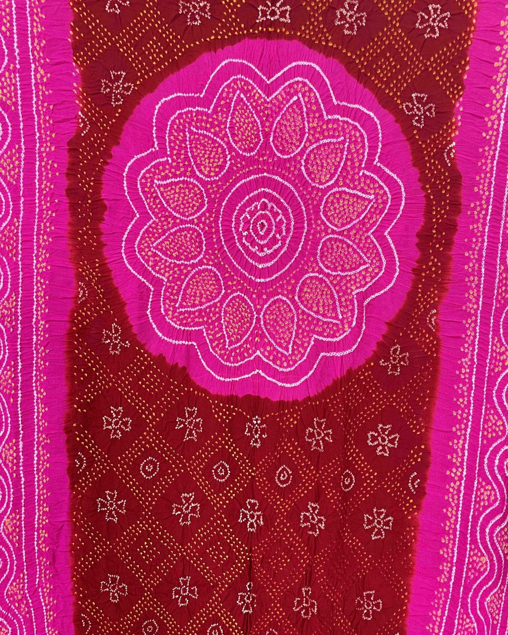 Pink & Maroon Georgette Bandhani Dupatta - SindhoiPatolaArt