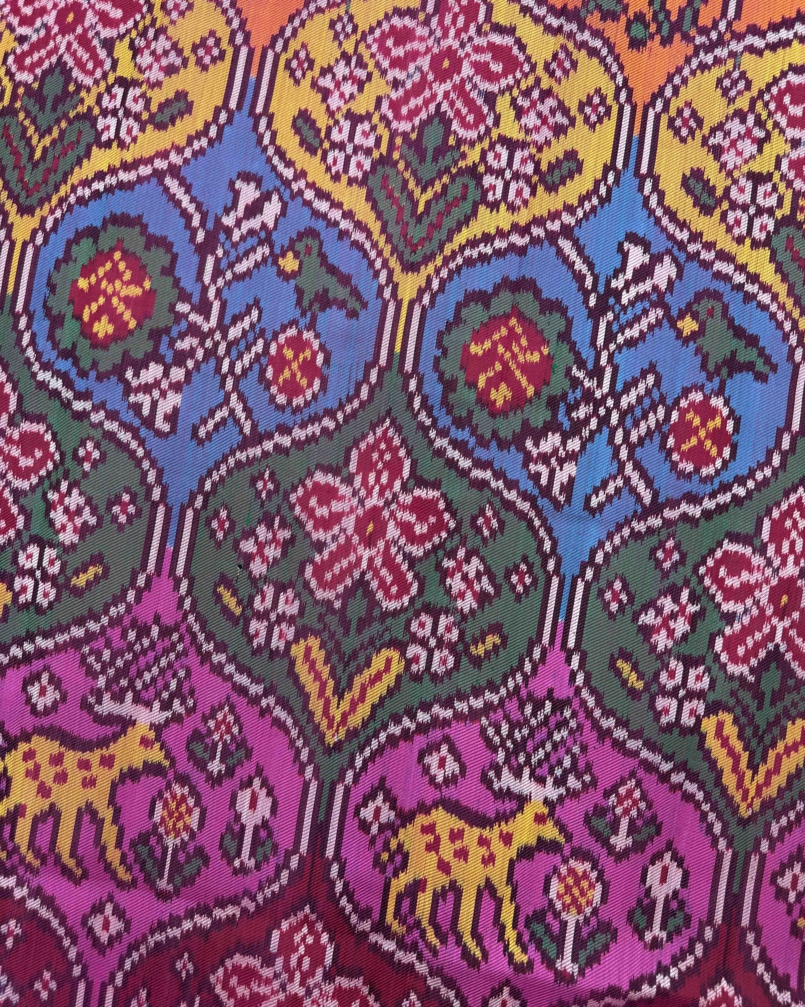 Pink & Multicolour Narikunj Matka Twill Patola Saree - SindhoiPatolaArt