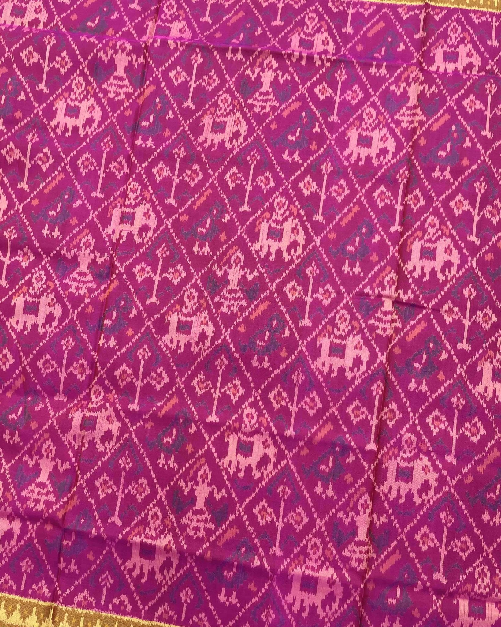 Pink Narikunj Patola Saree - SindhoiPatolaArt