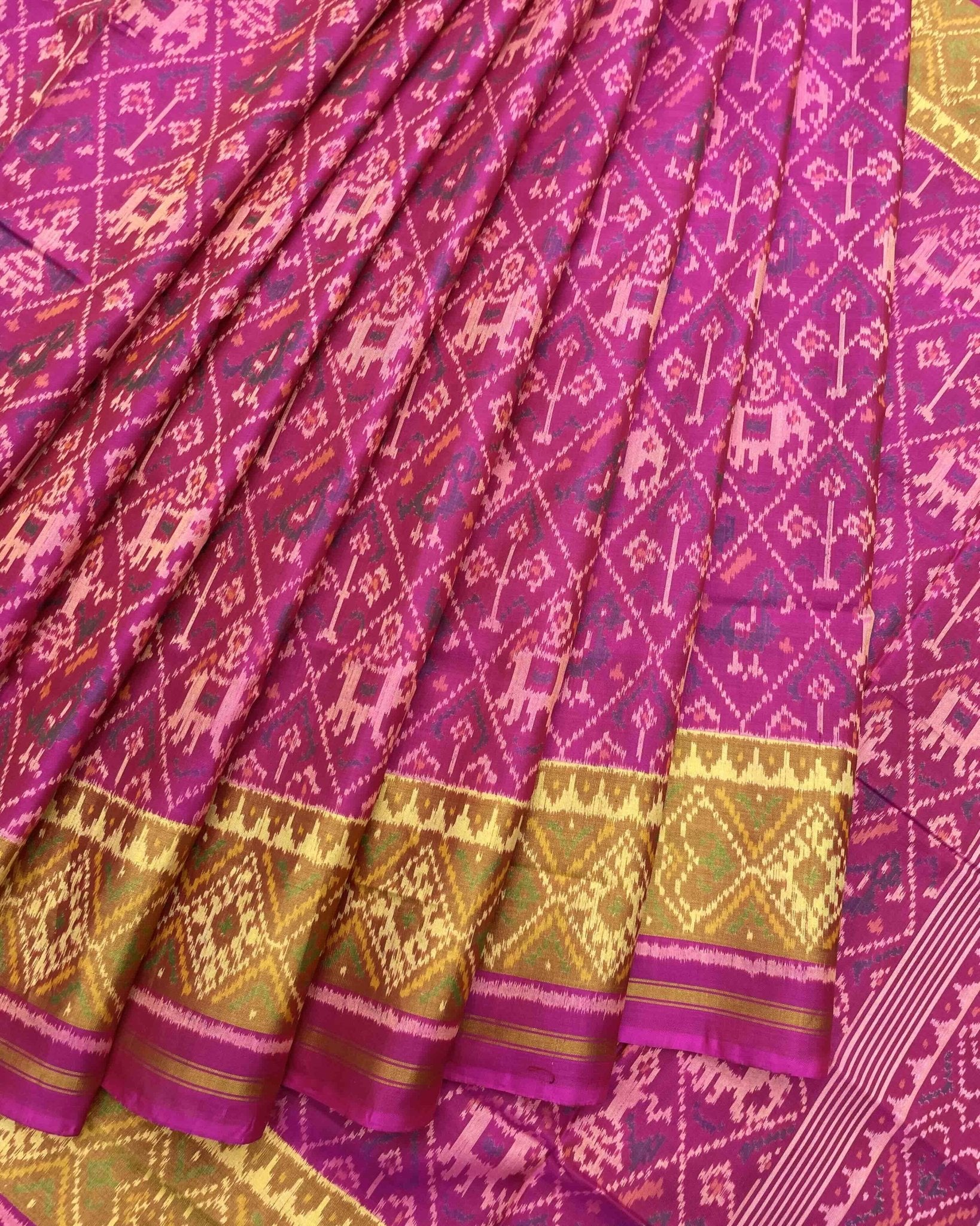 Pink Narikunj Patola Saree - SindhoiPatolaArt