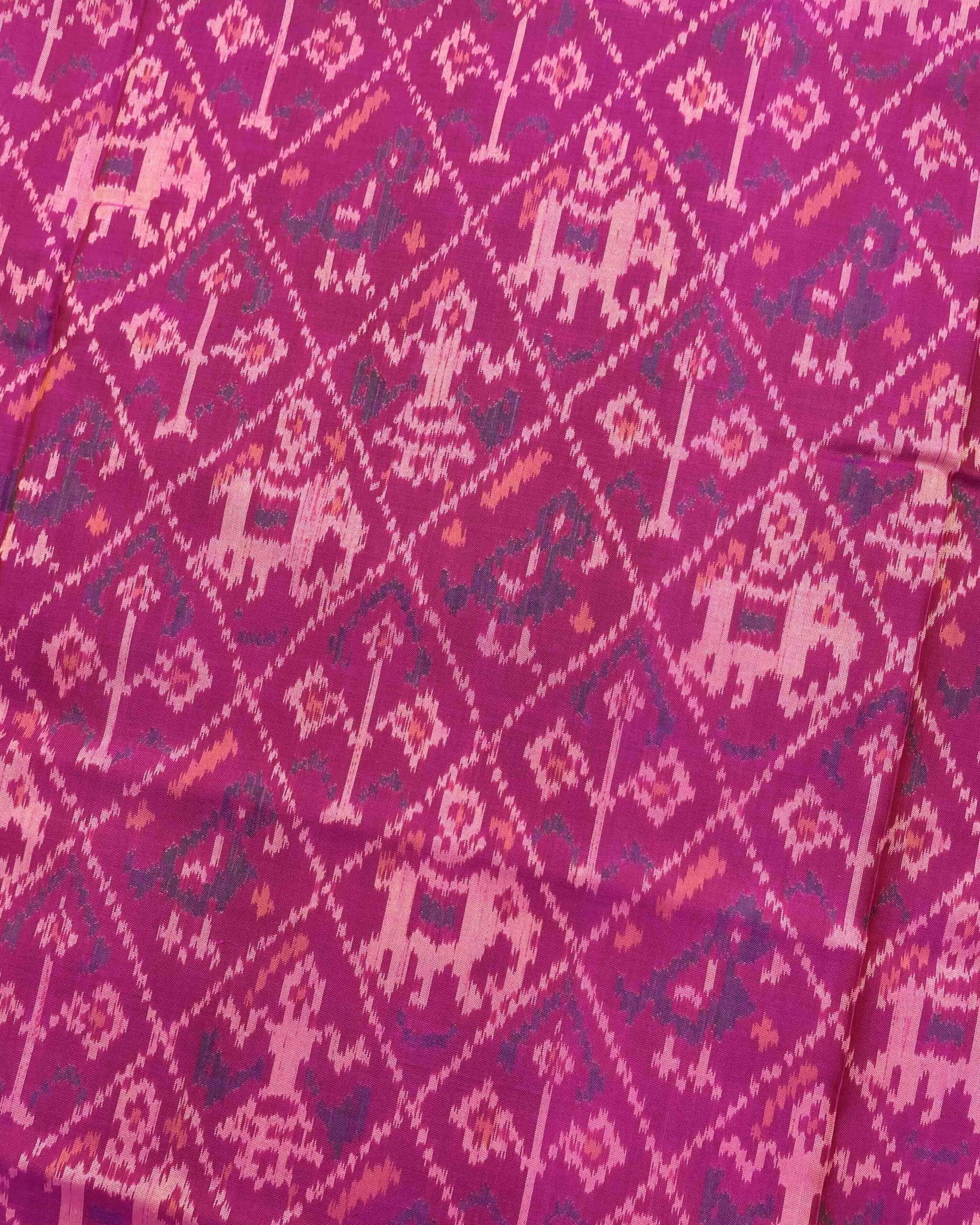 Pink Narikunj Patola Saree - SindhoiPatolaArt
