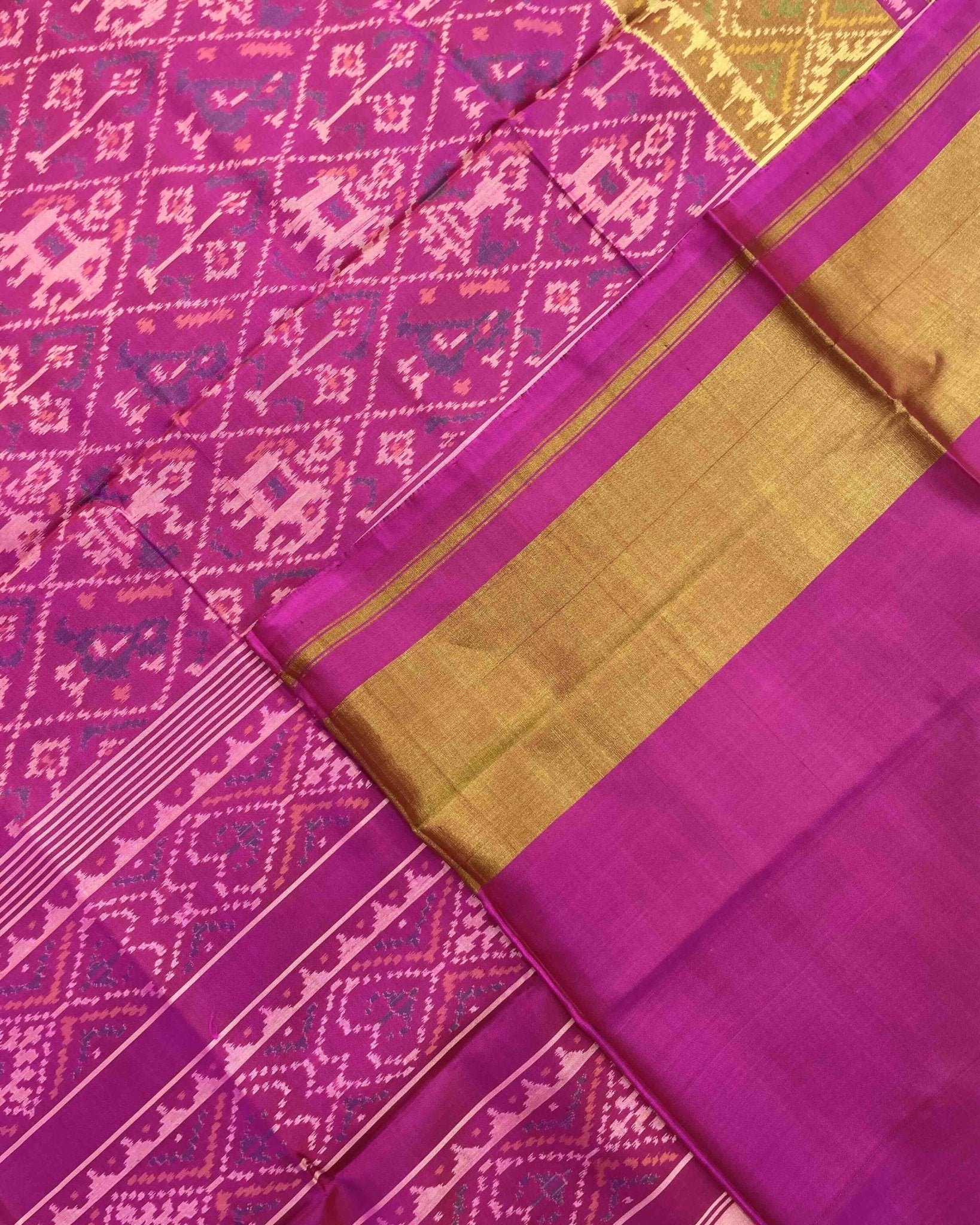 Pink Narikunj Patola Saree - SindhoiPatolaArt