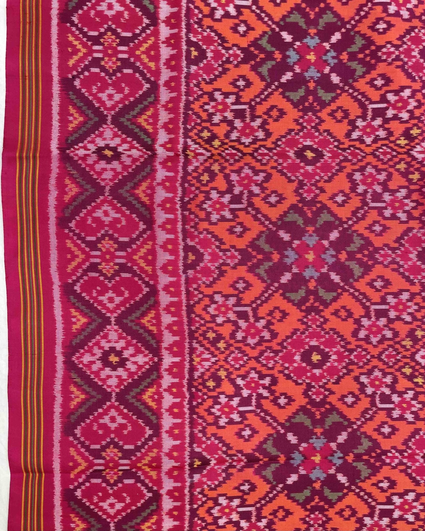 Pink & Peach Navratan Patola Saree - SindhoiPatolaArt