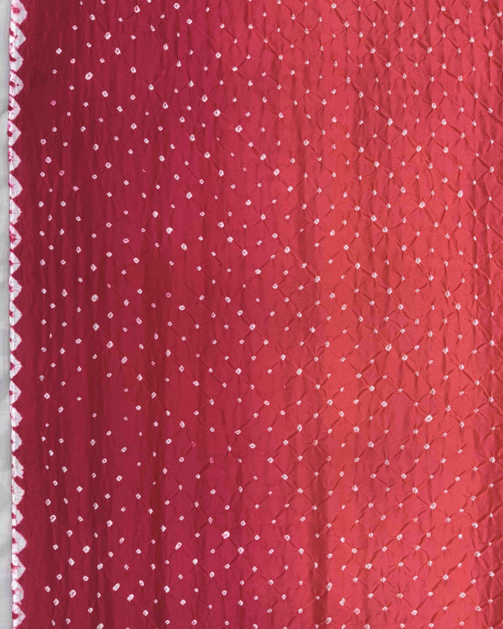 Pink & Peach Shaded Habotai Bandhani Saree - SindhoiPatolaArt