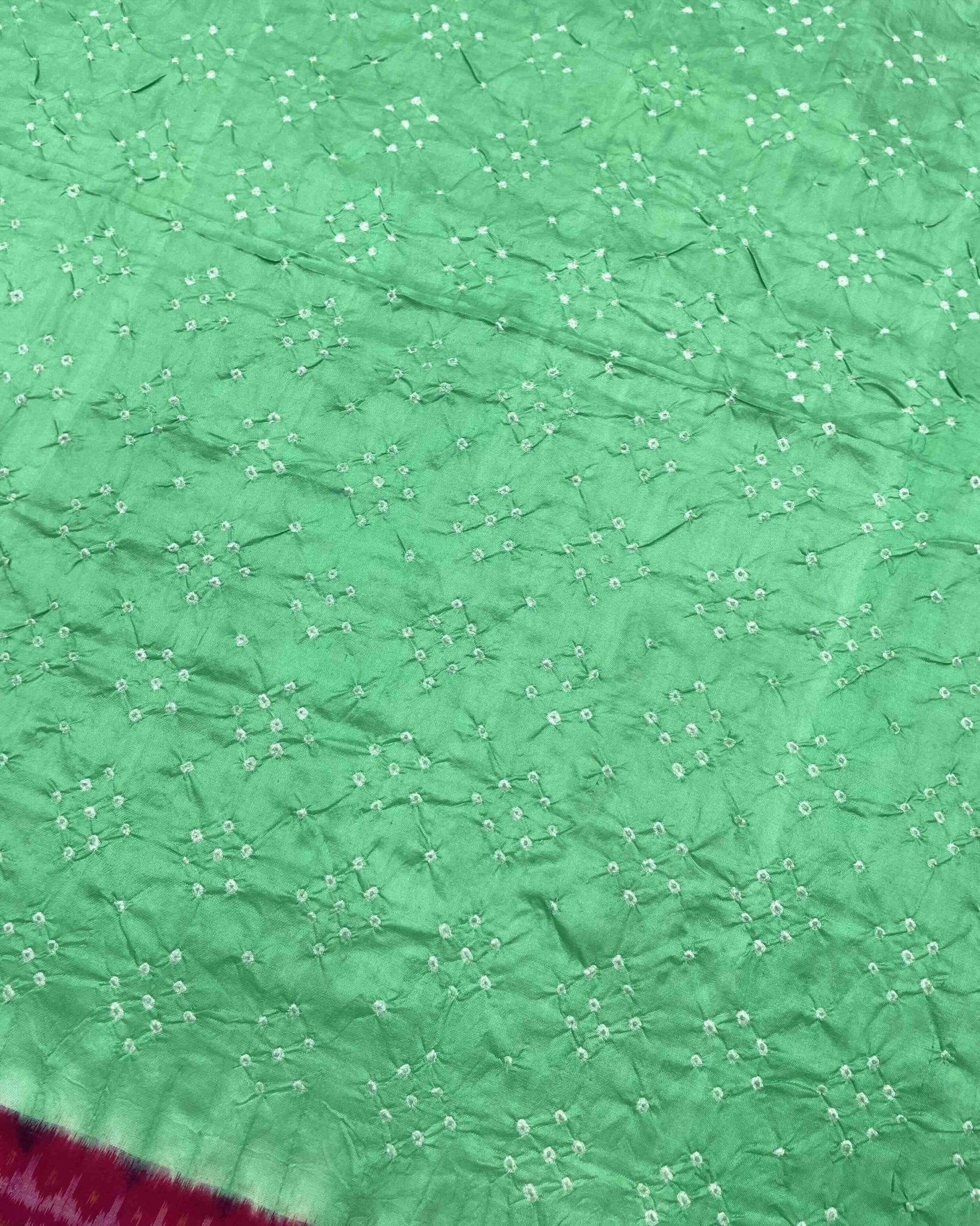 Pink & Pista Green Patola Bandhej - SindhoiPatolaArt