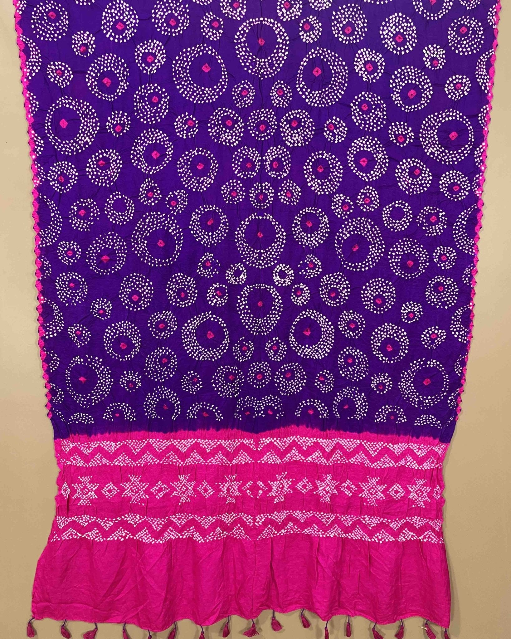 Pink & Purple Bandhani Dupatta - SindhoiPatolaArt