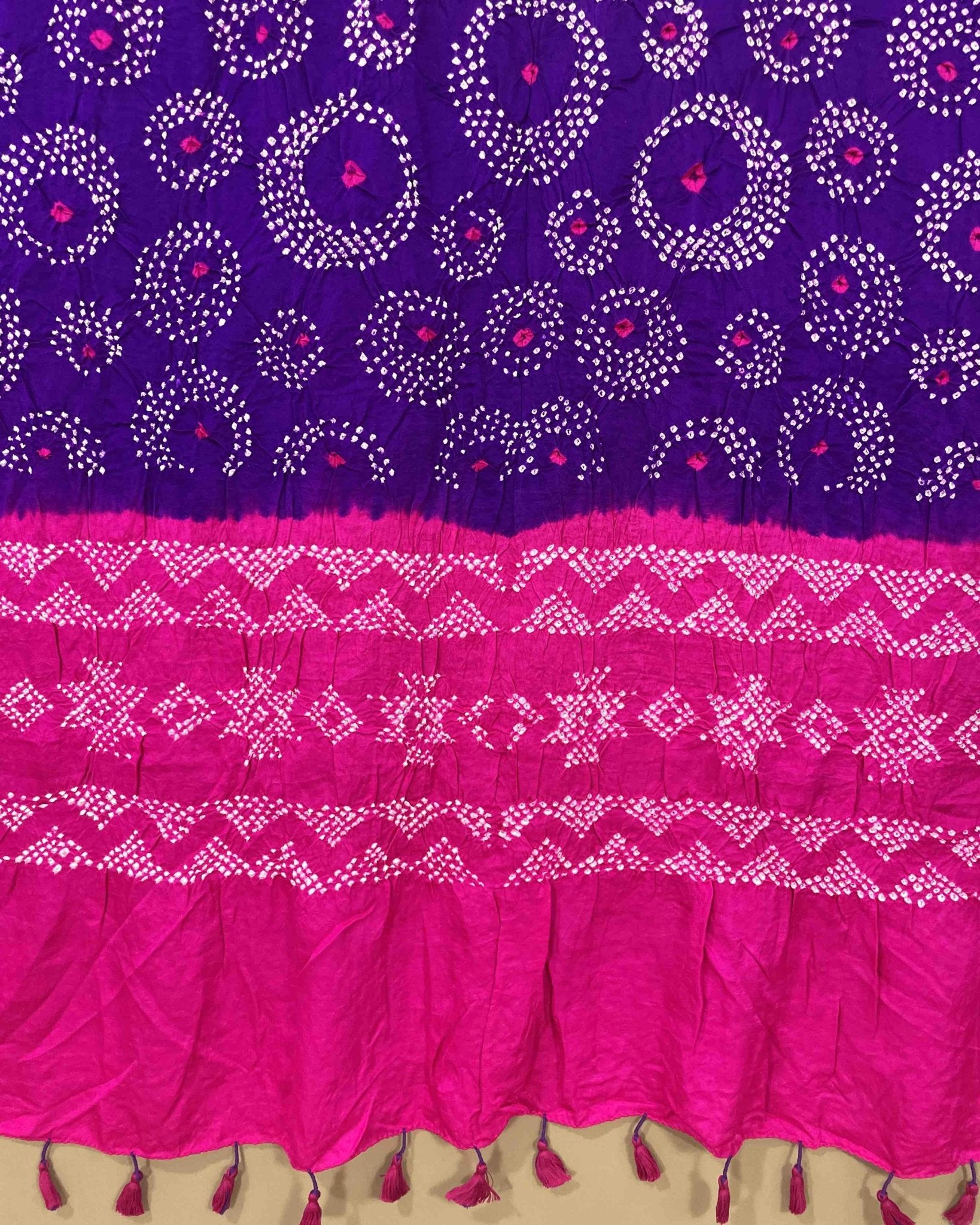 Pink & Purple Bandhani Dupatta - SindhoiPatolaArt