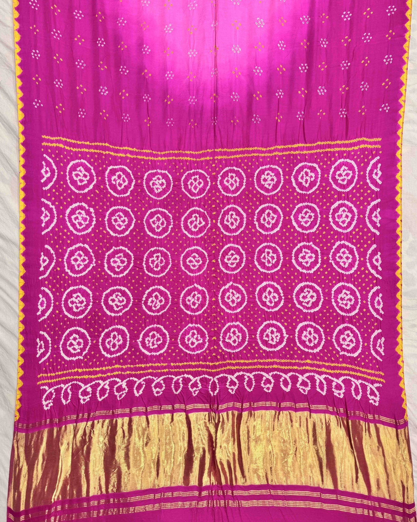 Pink Shaded Gaji Silk Bandhani Saree - SindhoiPatolaArt