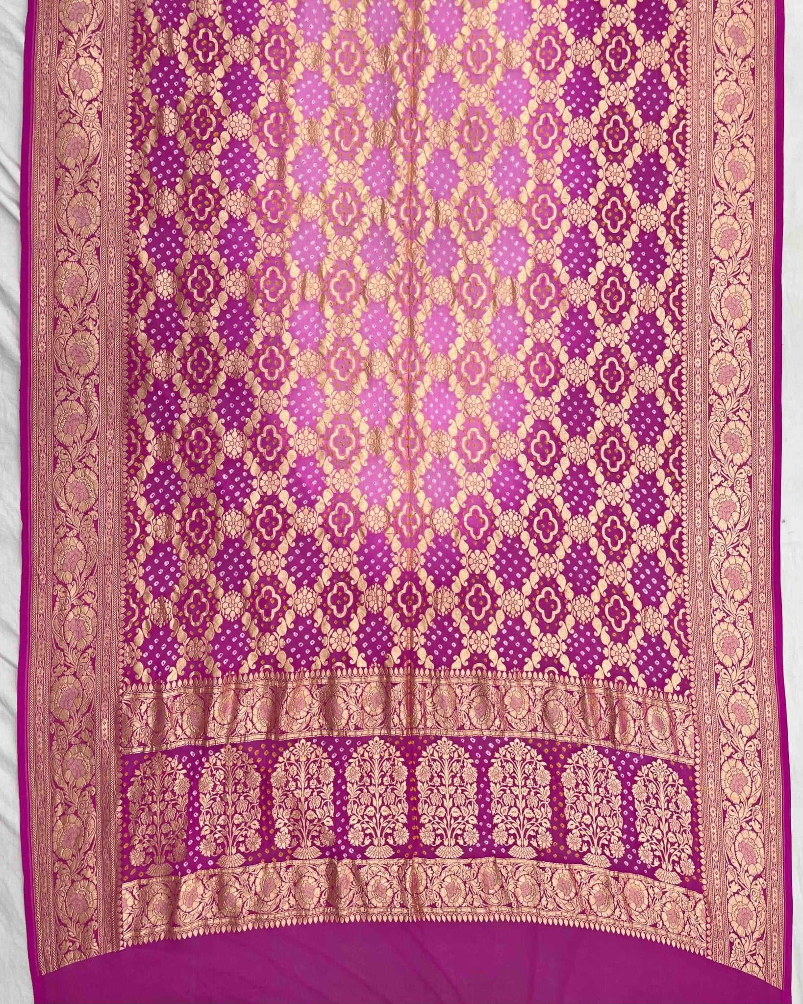 Pink Shaded Georgette Bandhani Dupatta - SindhoiPatolaArt