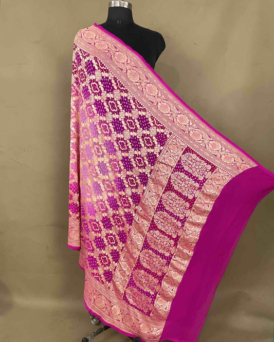 Pink Shaded Georgette Bandhani Dupatta - SindhoiPatolaArt