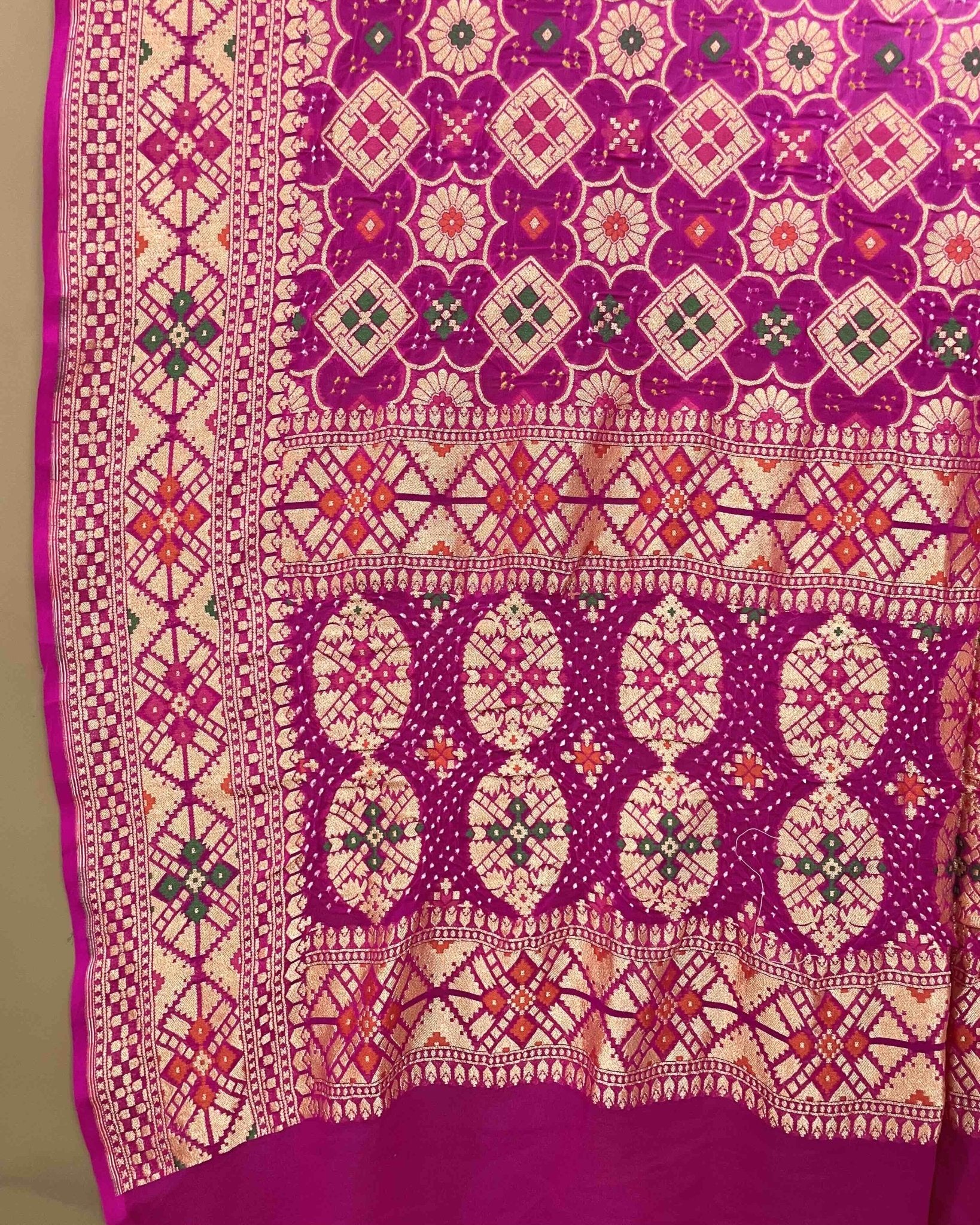 Pink Shaded Meenakari Georgette Bandhani Dupatta - SindhoiPatolaArt