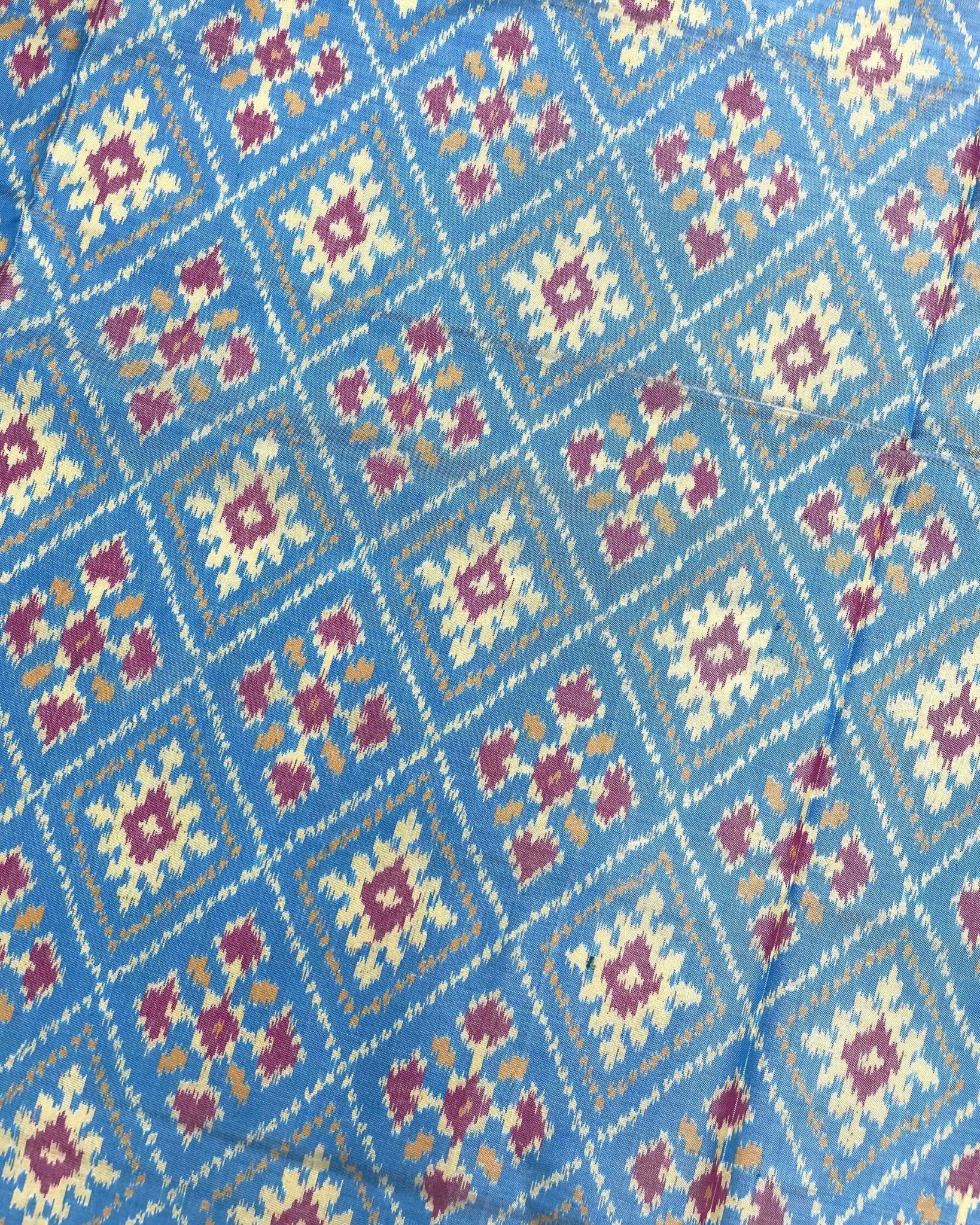 Pink & Sky Blue Panchanda Patola Saree - SindhoiPatolaArt