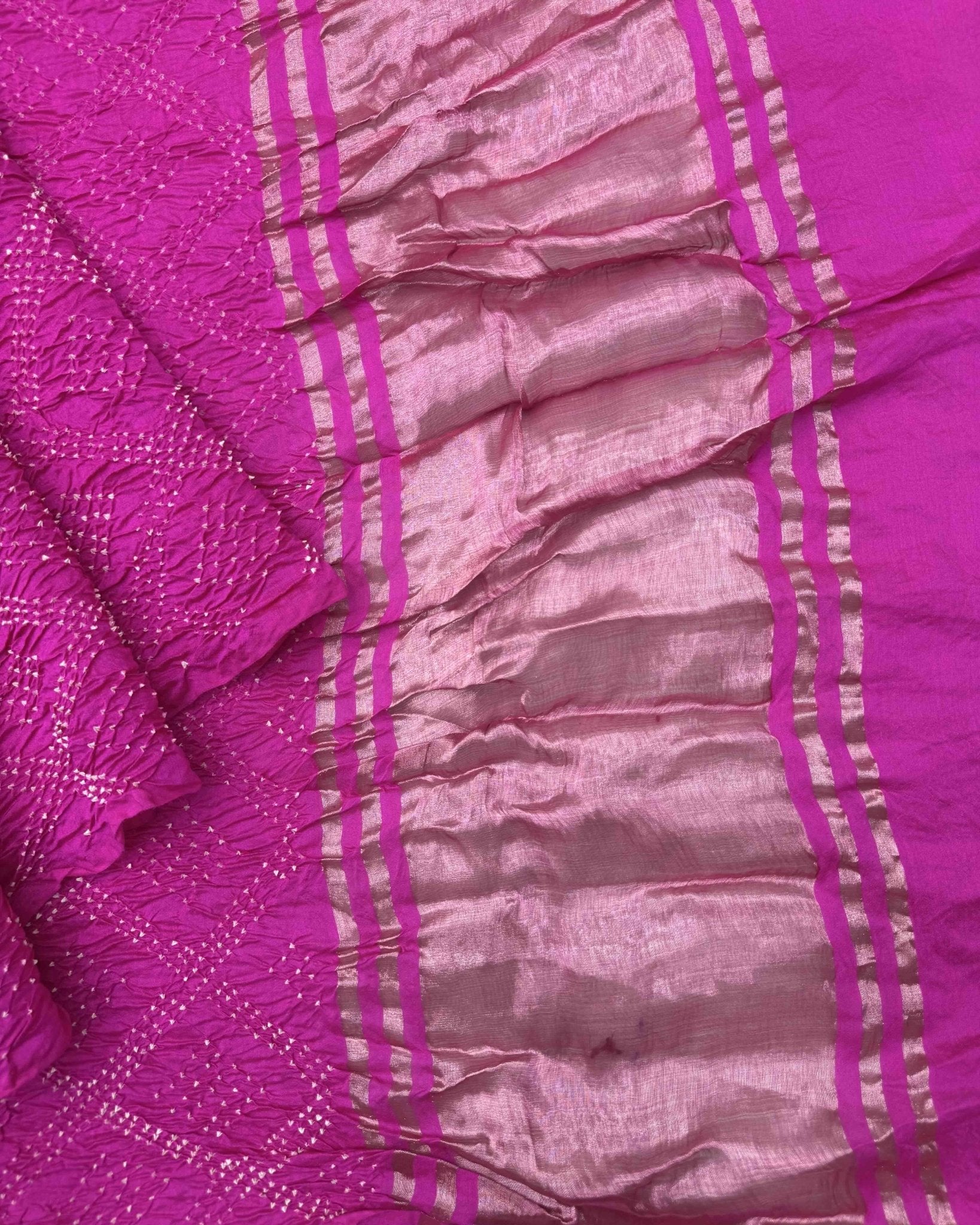 Pink Tussar Bandhani Saree - SindhoiPatolaArt
