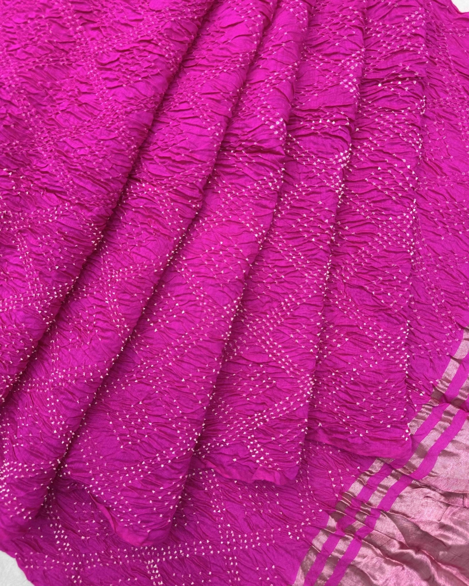 Pink Tussar Bandhani Saree - SindhoiPatolaArt
