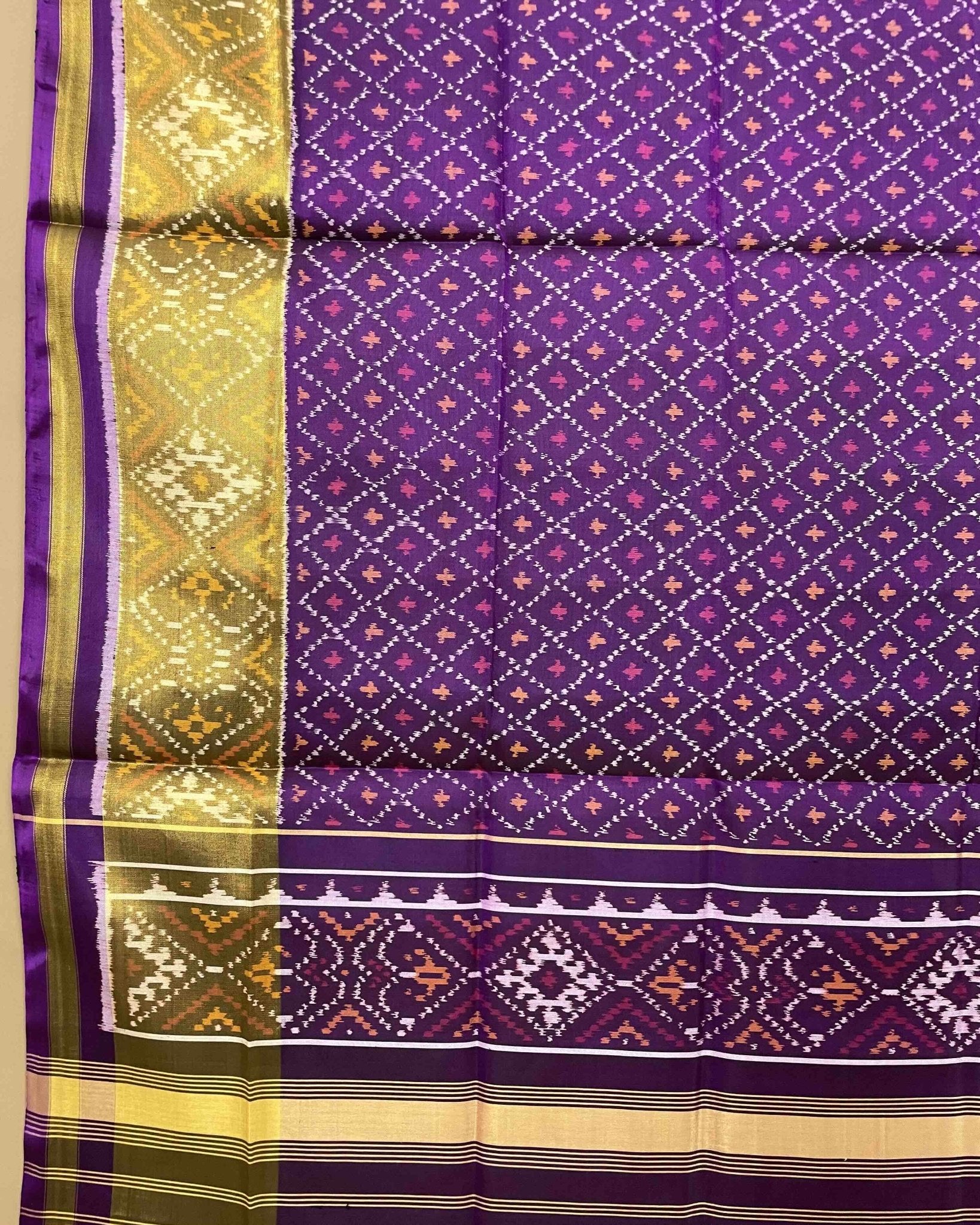 Purple Booty Designer Patola Dupatta - SindhoiPatolaArt