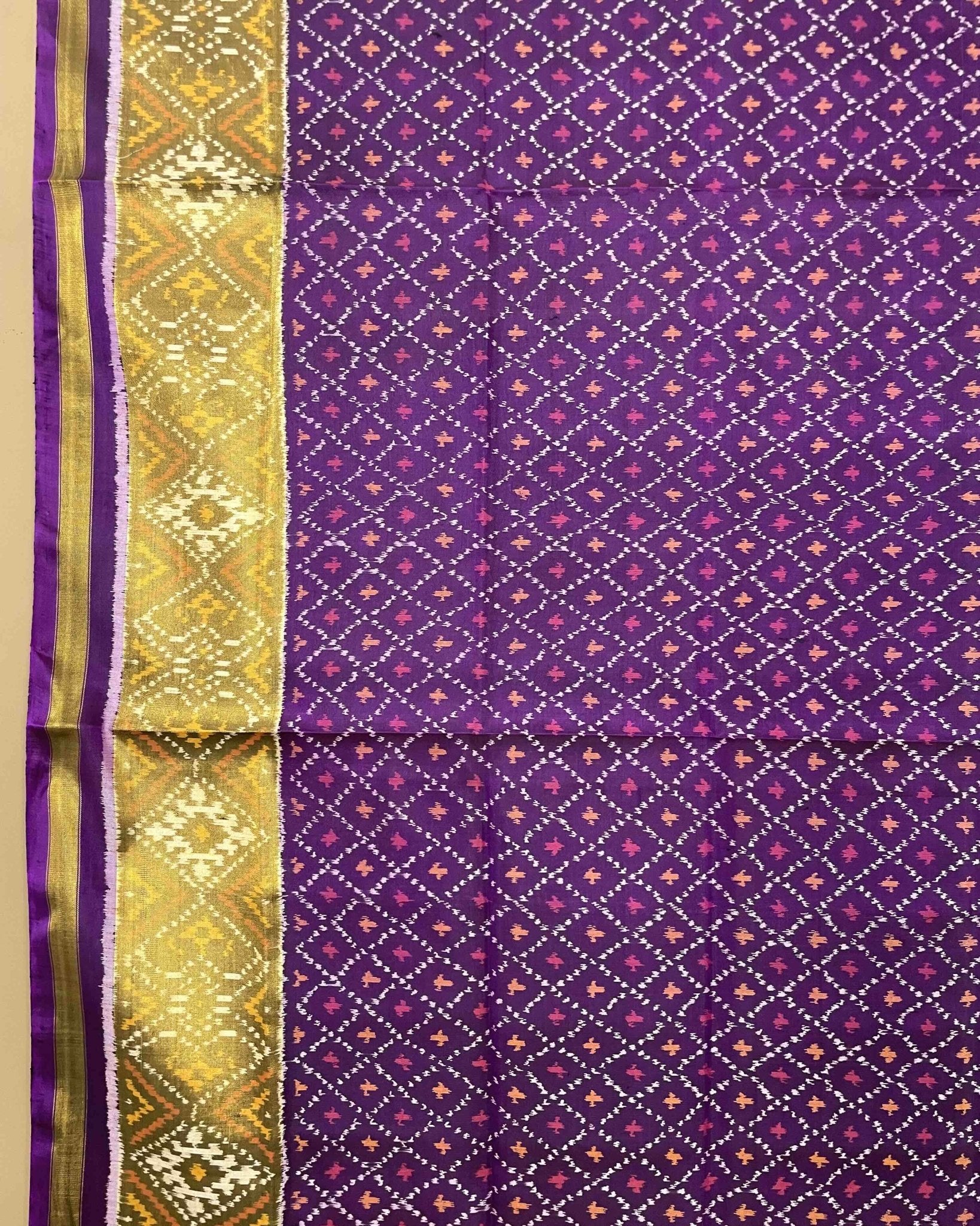 Purple Booty Designer Patola Dupatta - SindhoiPatolaArt