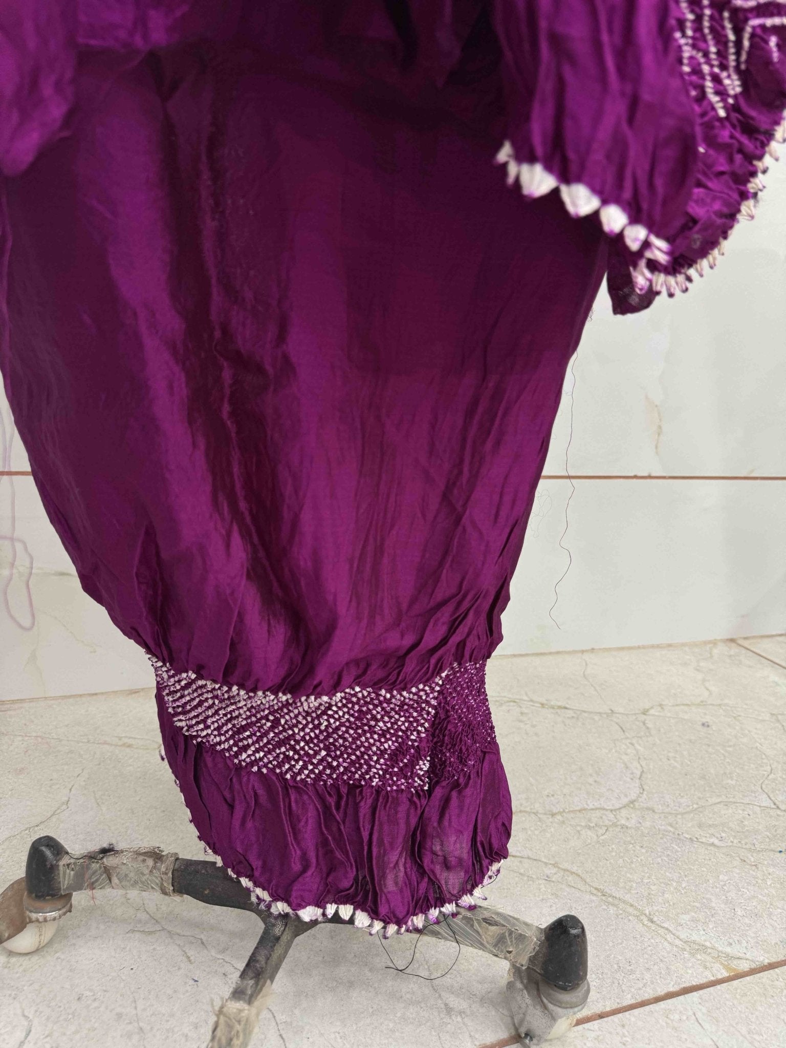 Purple Chiniya Silk Bandhani Dress Material - SindhoiPatolaArt