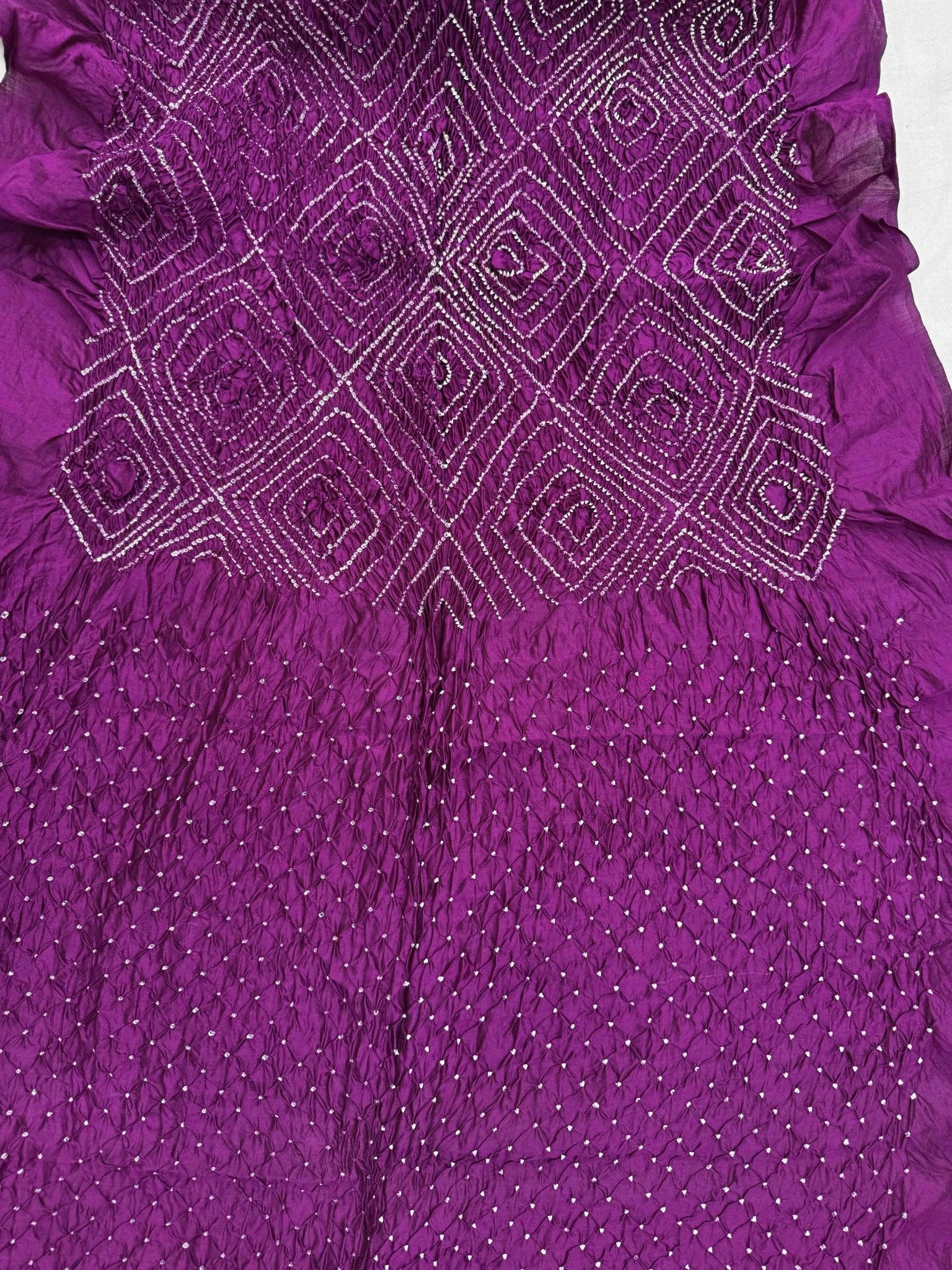 Purple Chiniya Silk Bandhani Dress Material - SindhoiPatolaArt