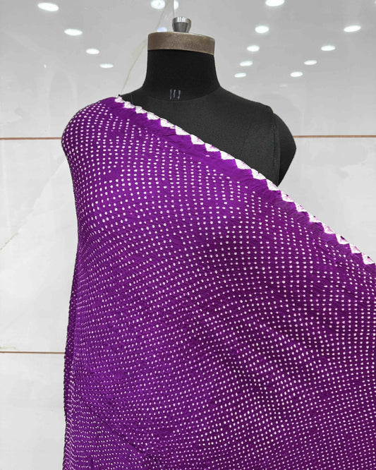 Purple Gajji Silk Bandhani Dupatta - SindhoiPatolaArt