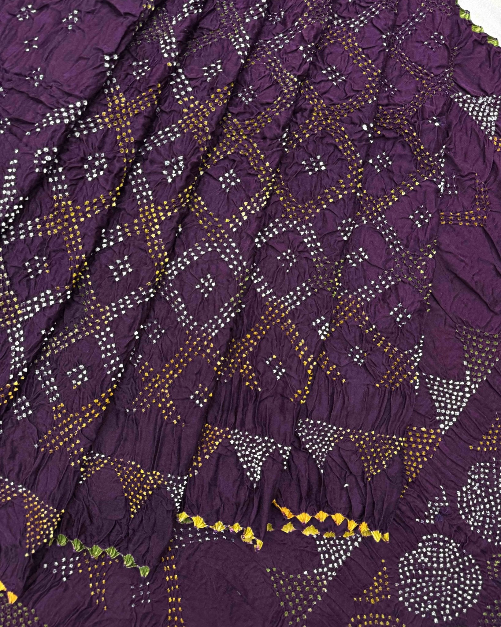 Purple Gajji Silk Bandhani Saree - SindhoiPatolaArt