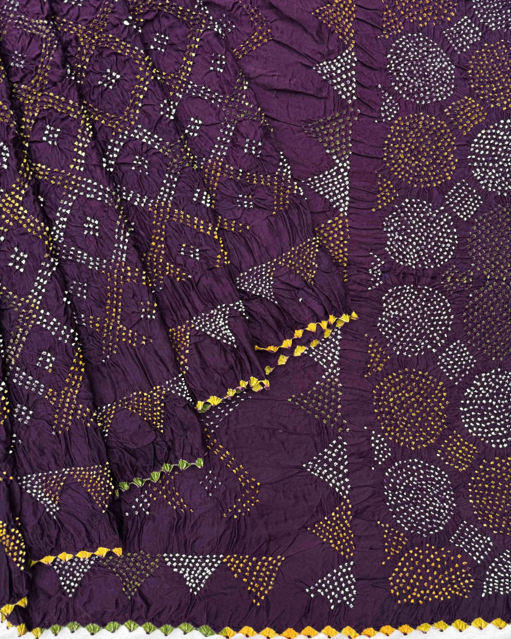 Purple Gajji Silk Bandhani Saree - SindhoiPatolaArt