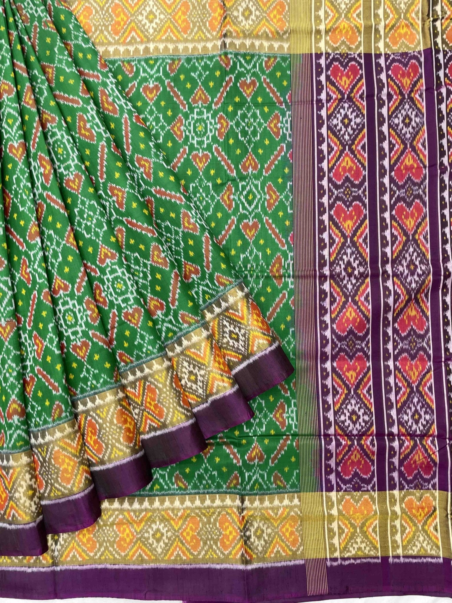 Purple & Green Manekchowk Designer Patola Saree - SindhoiPatolaArt