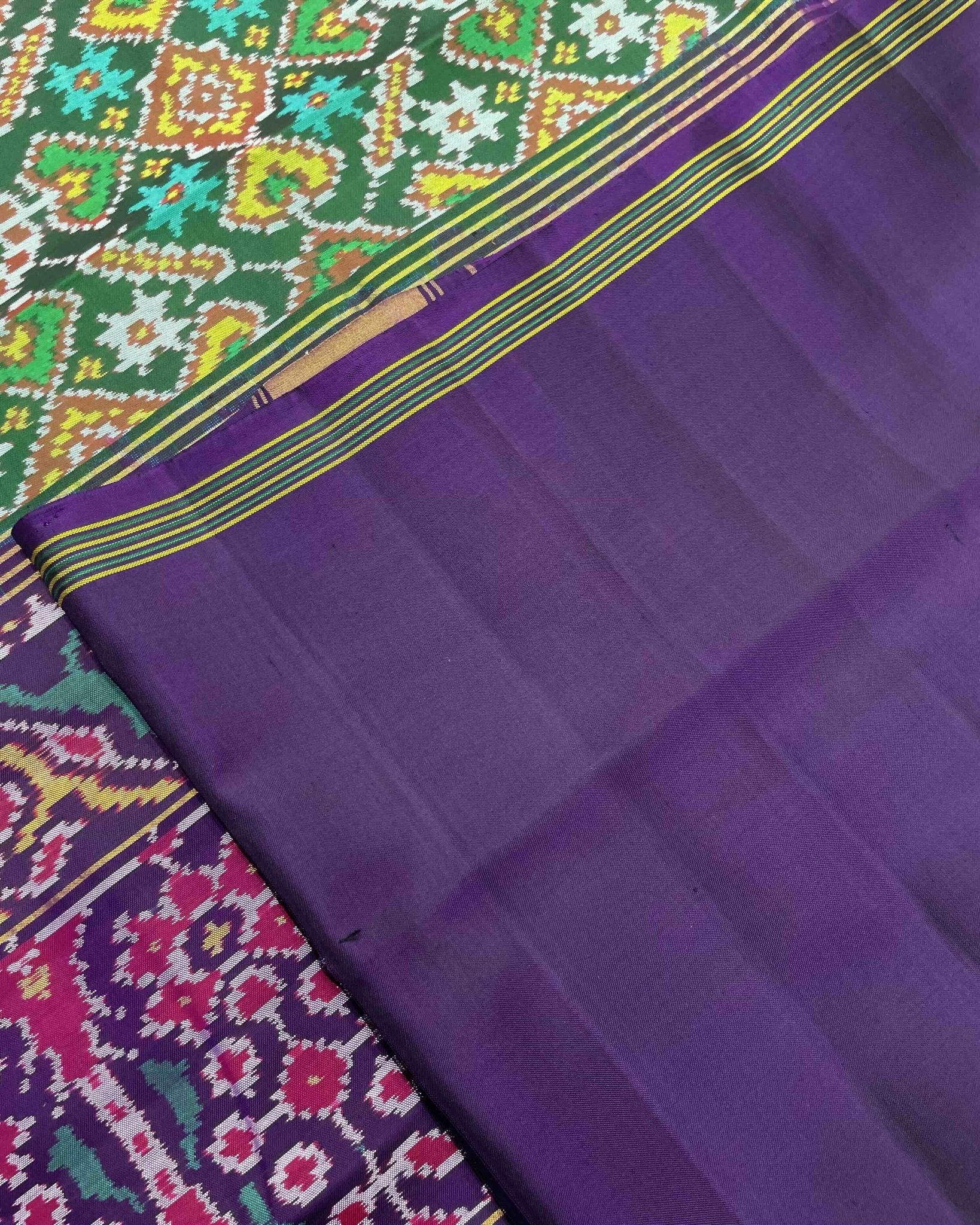 Purple & Green Manekchowk Designer Patola Saree - SindhoiPatolaArt
