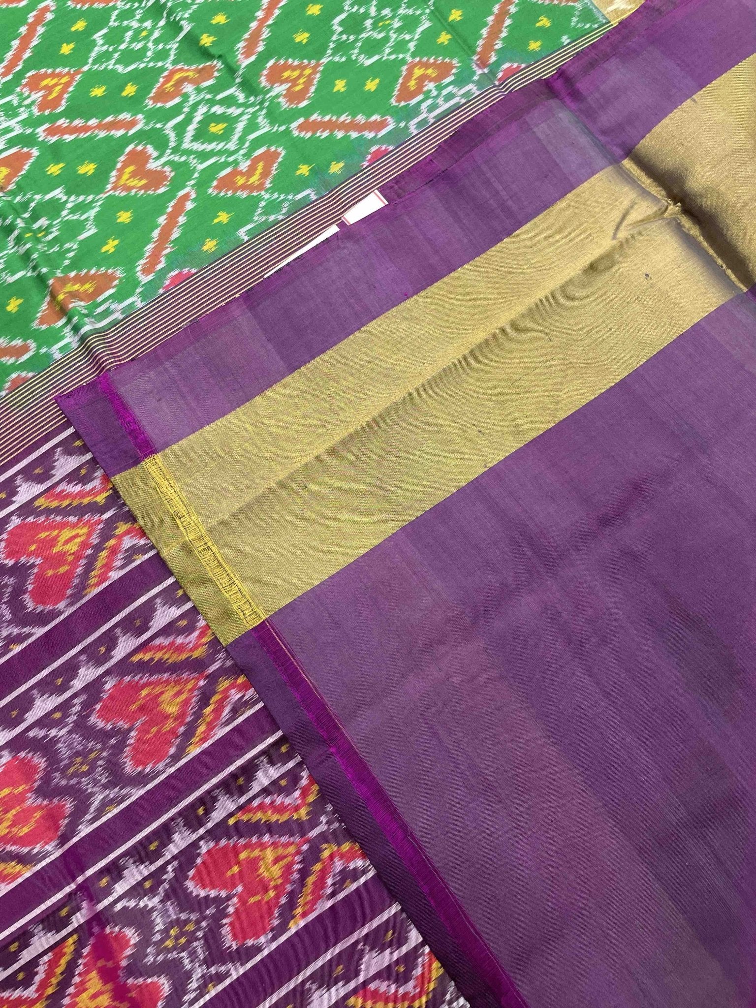 Purple & Green Manekchowk Designer Patola Saree - SindhoiPatolaArt