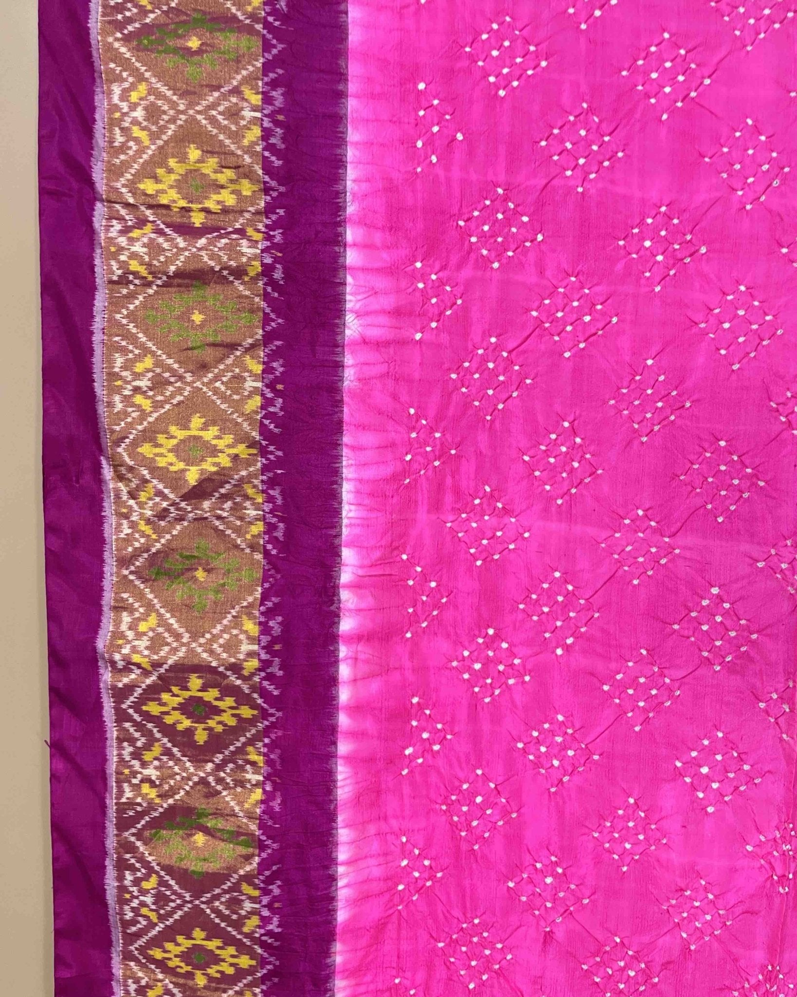 Purple & Pink Bandhani Patola Dupatta - SindhoiPatolaArt